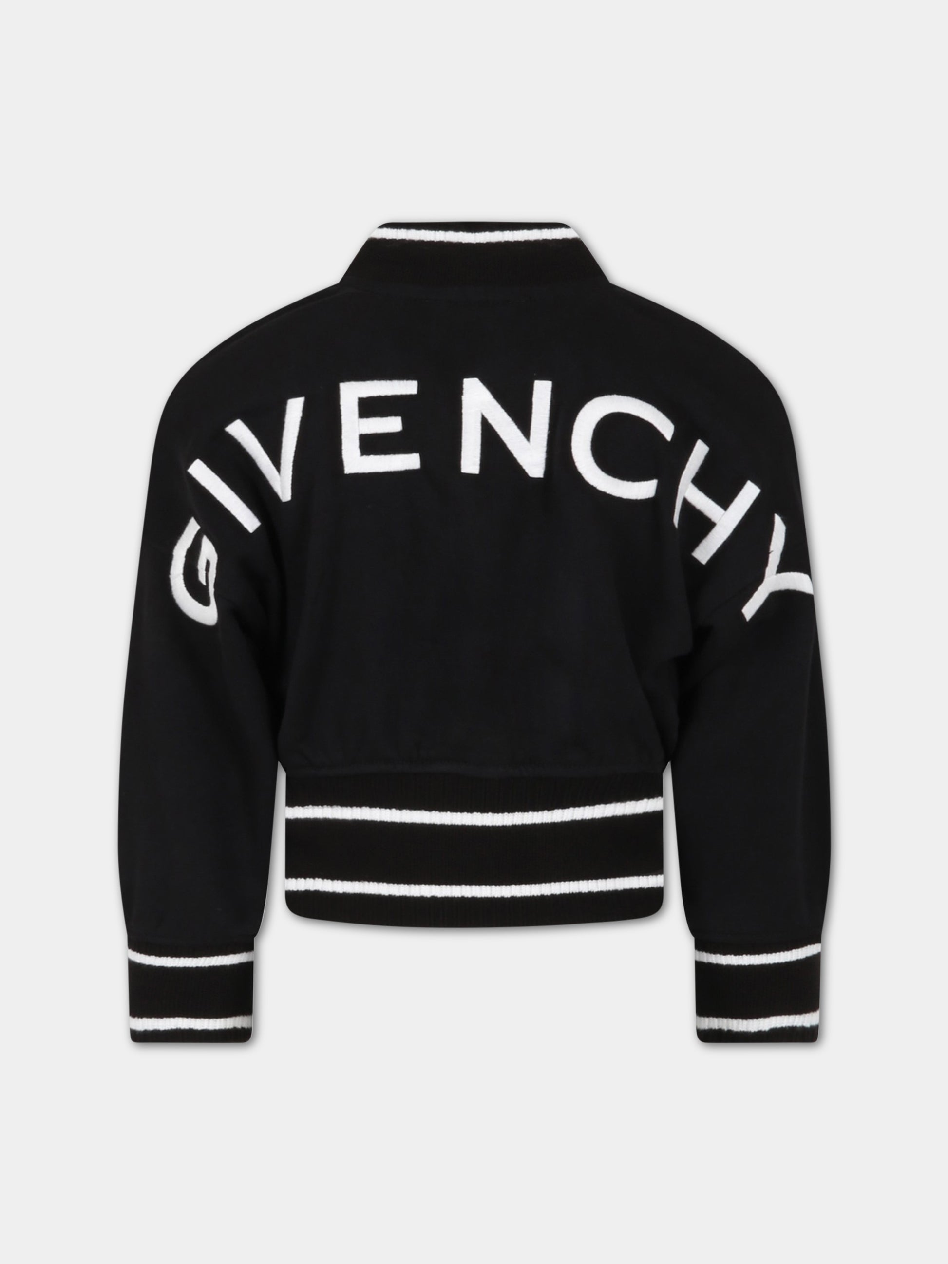 Bomber nero per bambina con logo,Givenchy Kids,H15313 09B