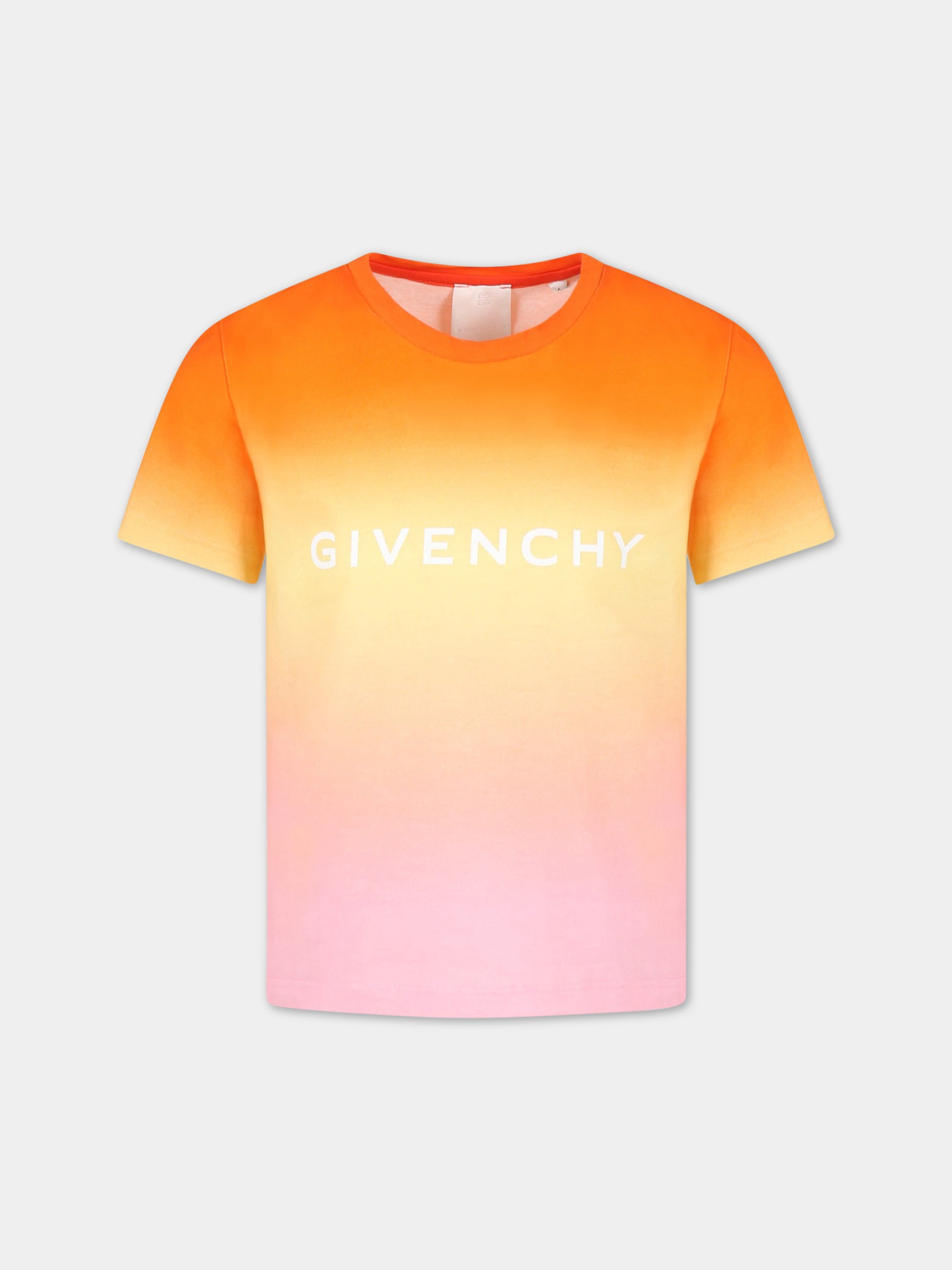 T-shirt multicolor per bambina con logo,Givenchy Kids,H15305 Z40