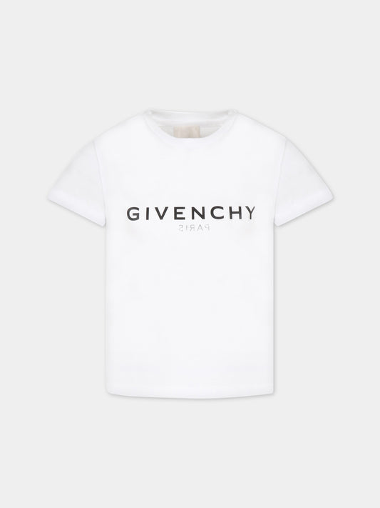 T-shirt bianca per bambini con logo nero,Givenchy Kids,H15296 10P