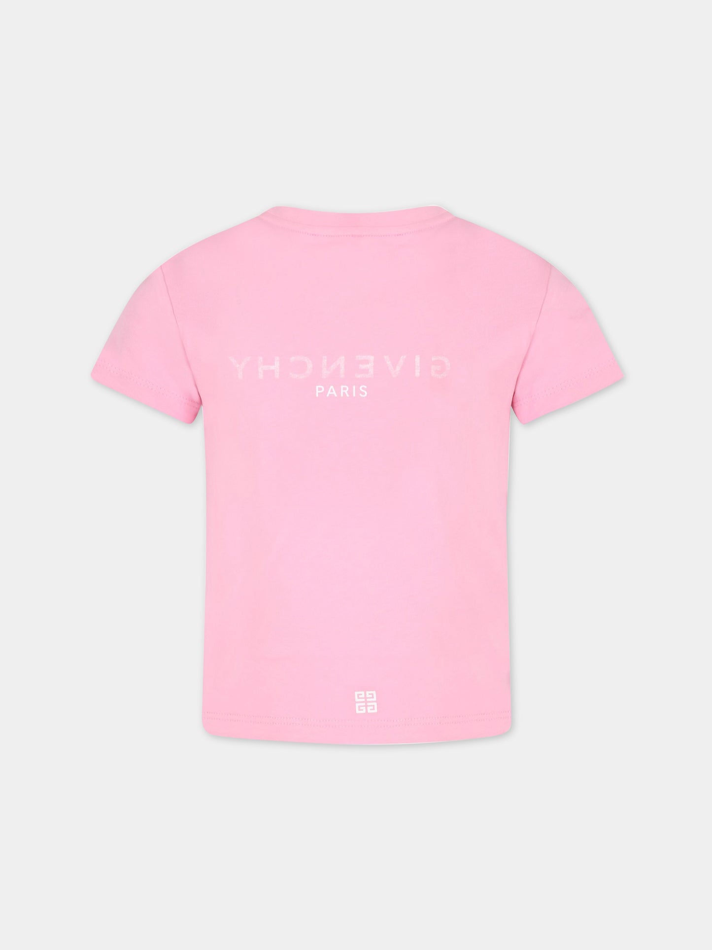 T-shirt rosa per bambina con logo nero,Givenchy Kids,H15296 465