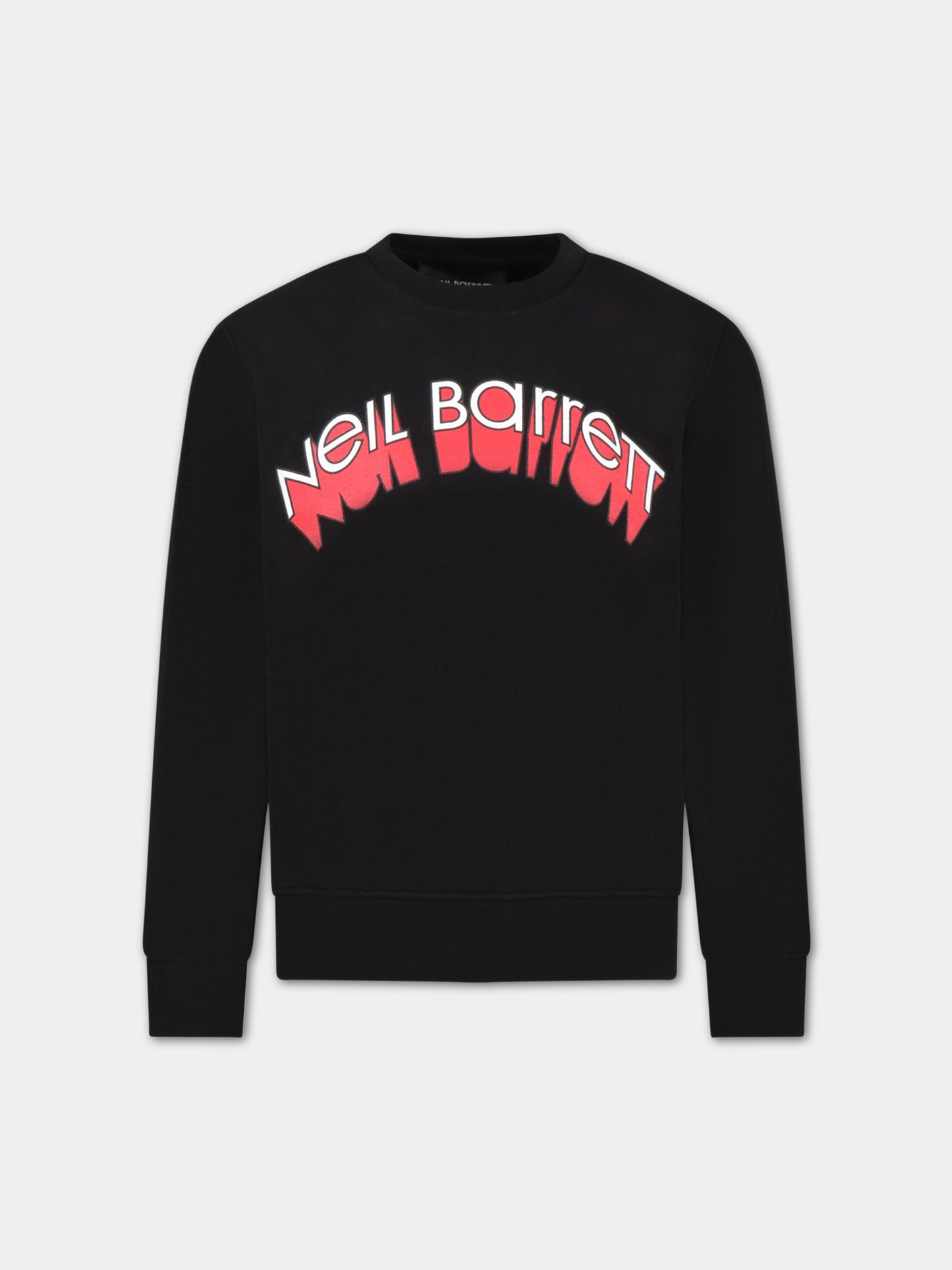 Felpa nera per bambino con logo bianco e rosso,Neil Barrett Kids,033575 110