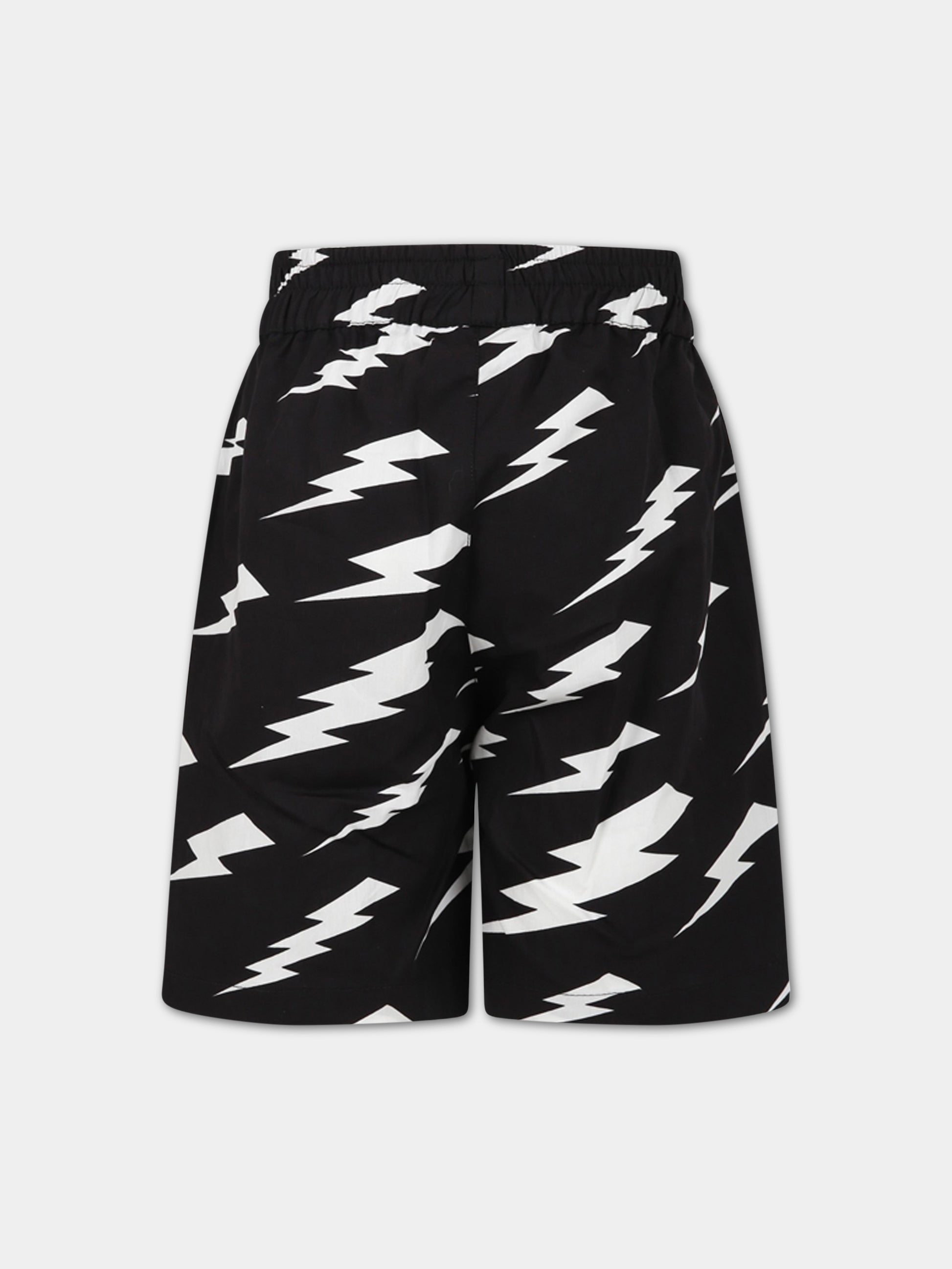 Shorts nero per bambino con iconiche saette e logo,Neil Barrett Kids,033594 110