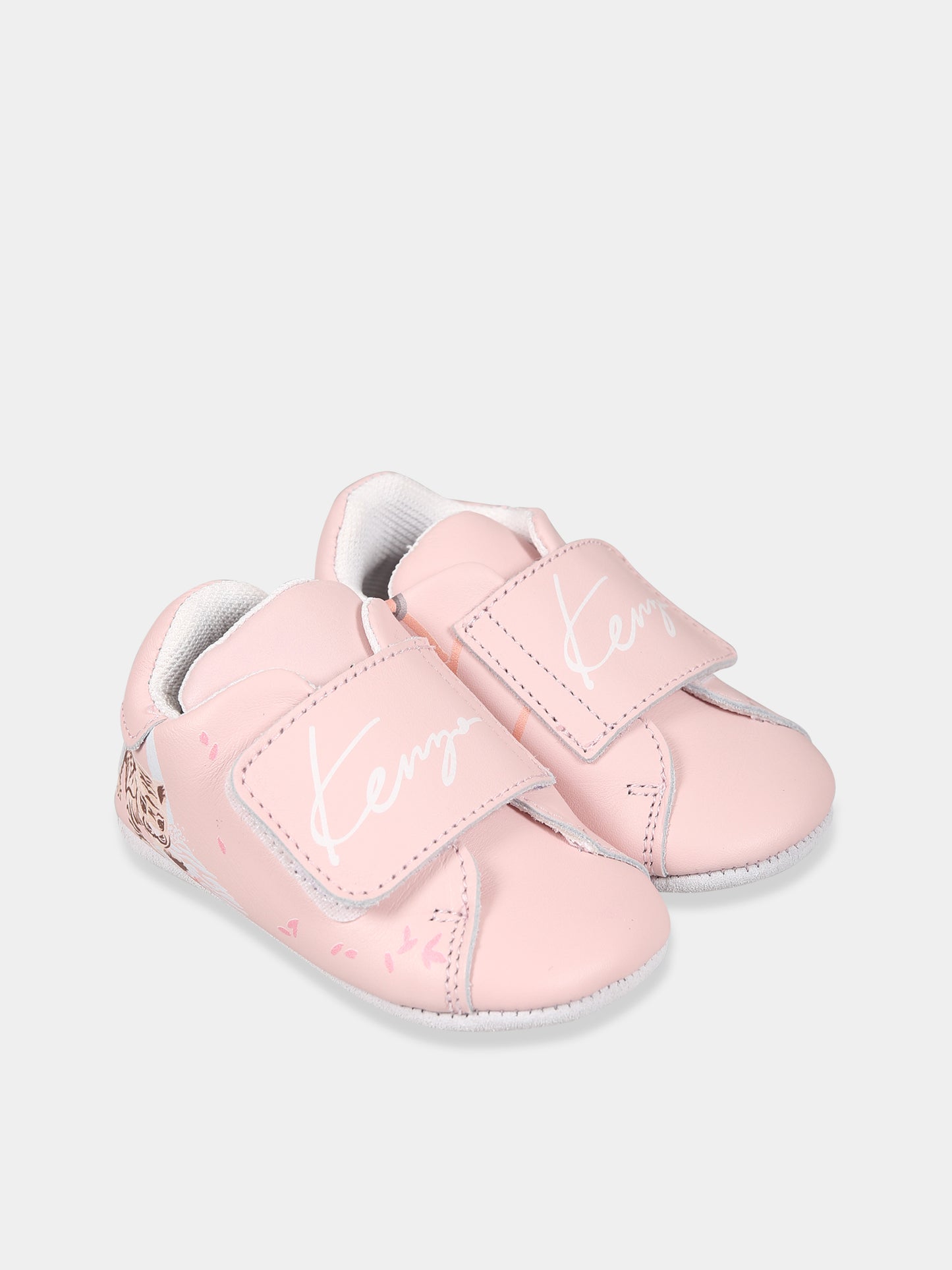 Sneakers rosa per neonata con stampa tigre e logo,Kenzo Kids,K99011 450