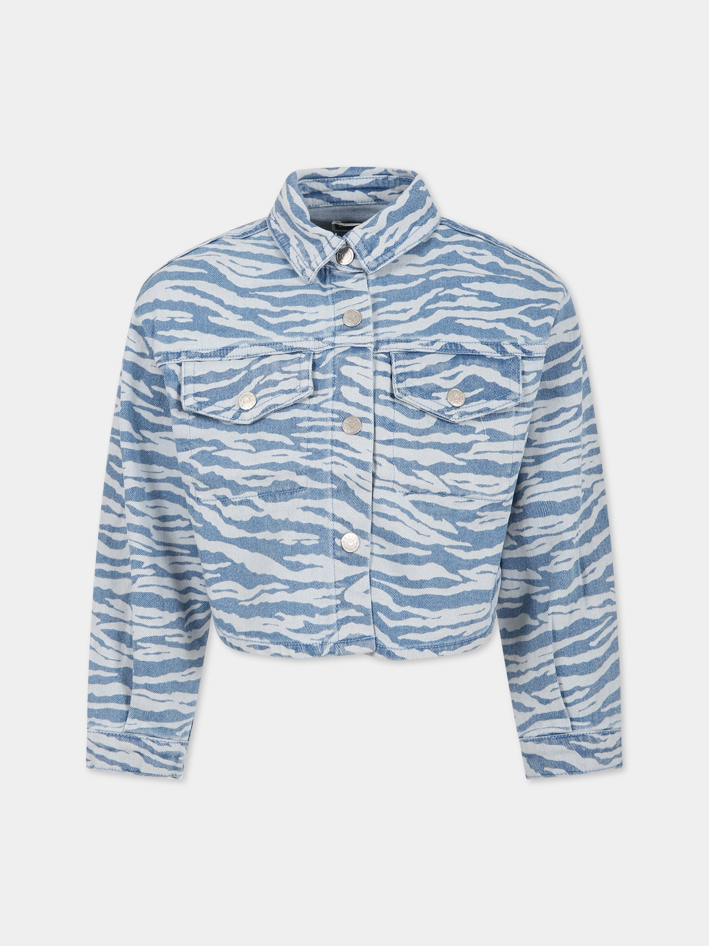 Giubboto celeste per bambina con logo,Kenzo Kids,K15638 78G