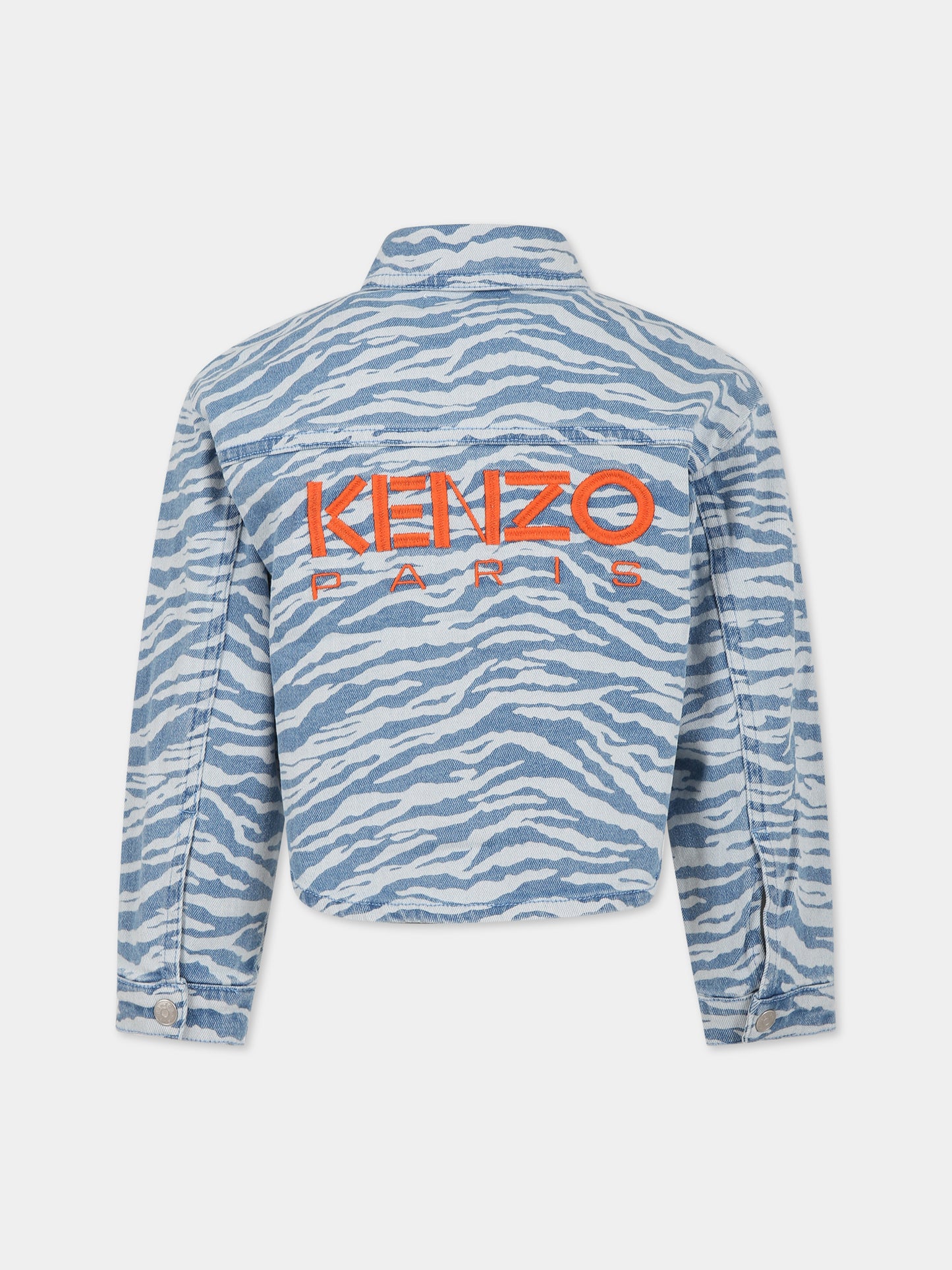 Giubboto celeste per bambina con logo,Kenzo Kids,K15638 78G