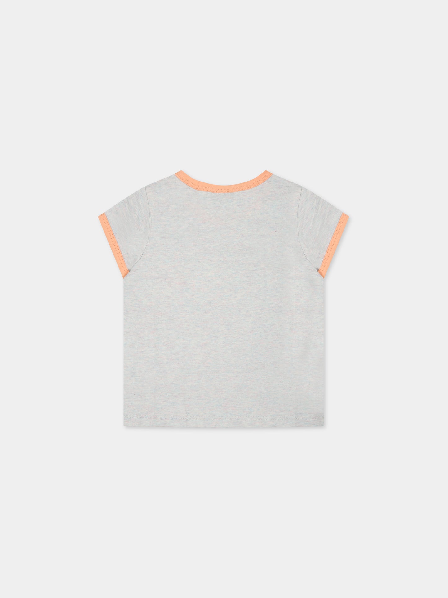 T-shirt grigia per neonata con stampa e tigre,Kenzo Kids,K05474 010