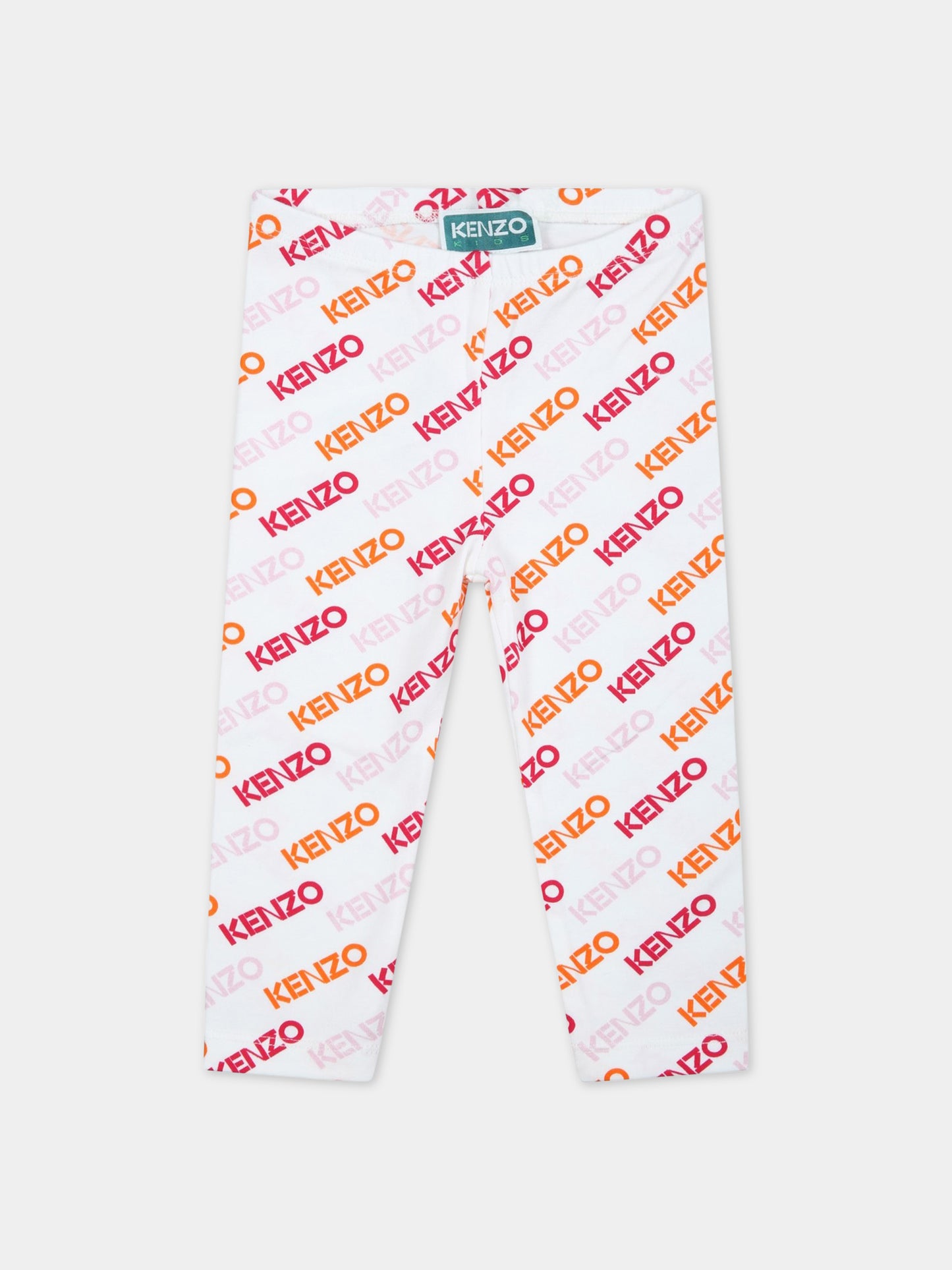 Leggings bianchi per neonata con logo multicolor,Kenzo Kids,K04216 10P