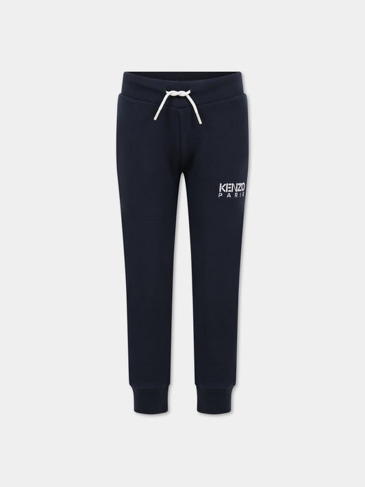 Pantaloni blu per bambino con logo,Kenzo Kids,K24287 857