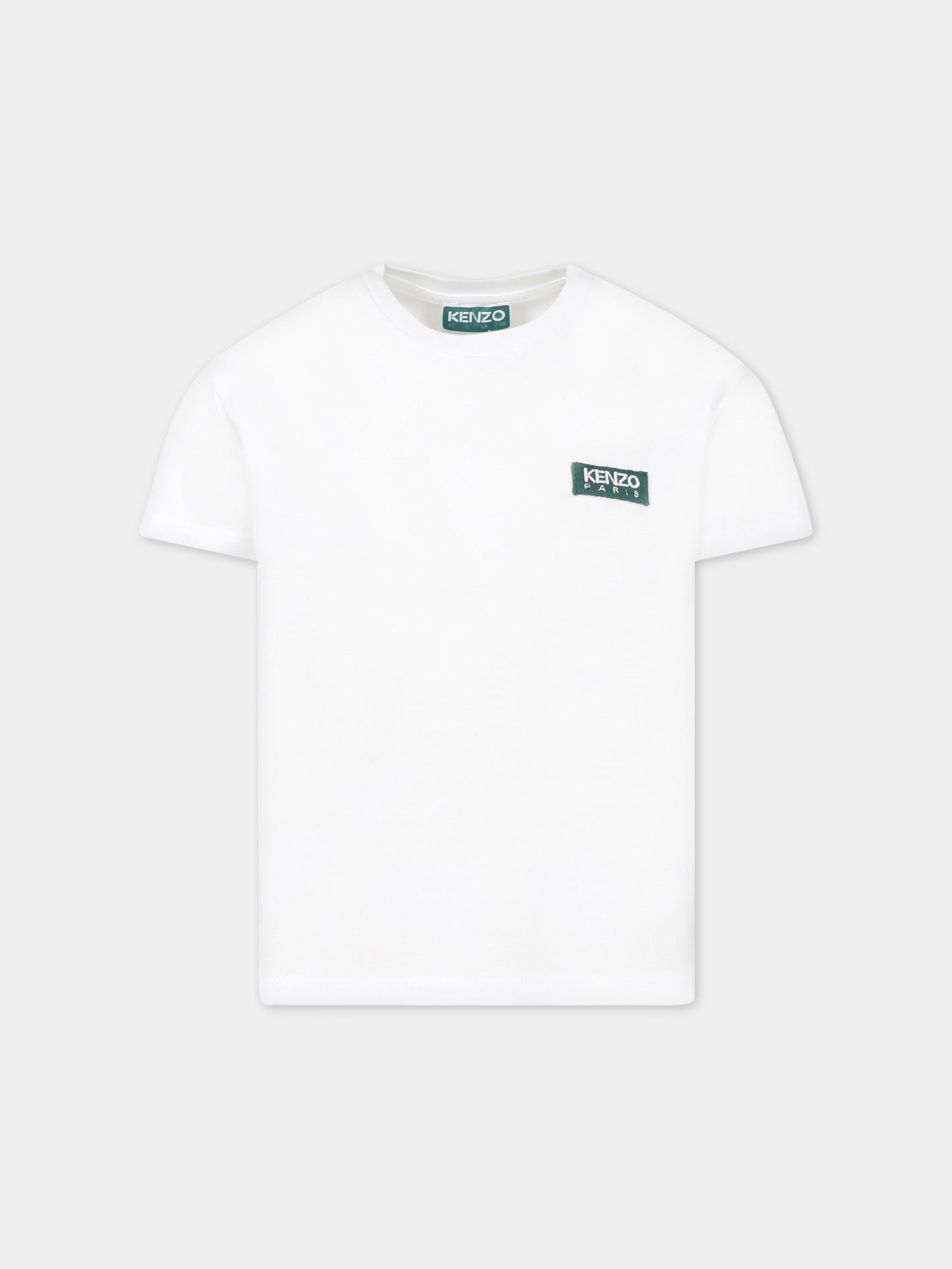 T-shirt bianca per bambino con patch logo,Kenzo Kids,K25776 10P