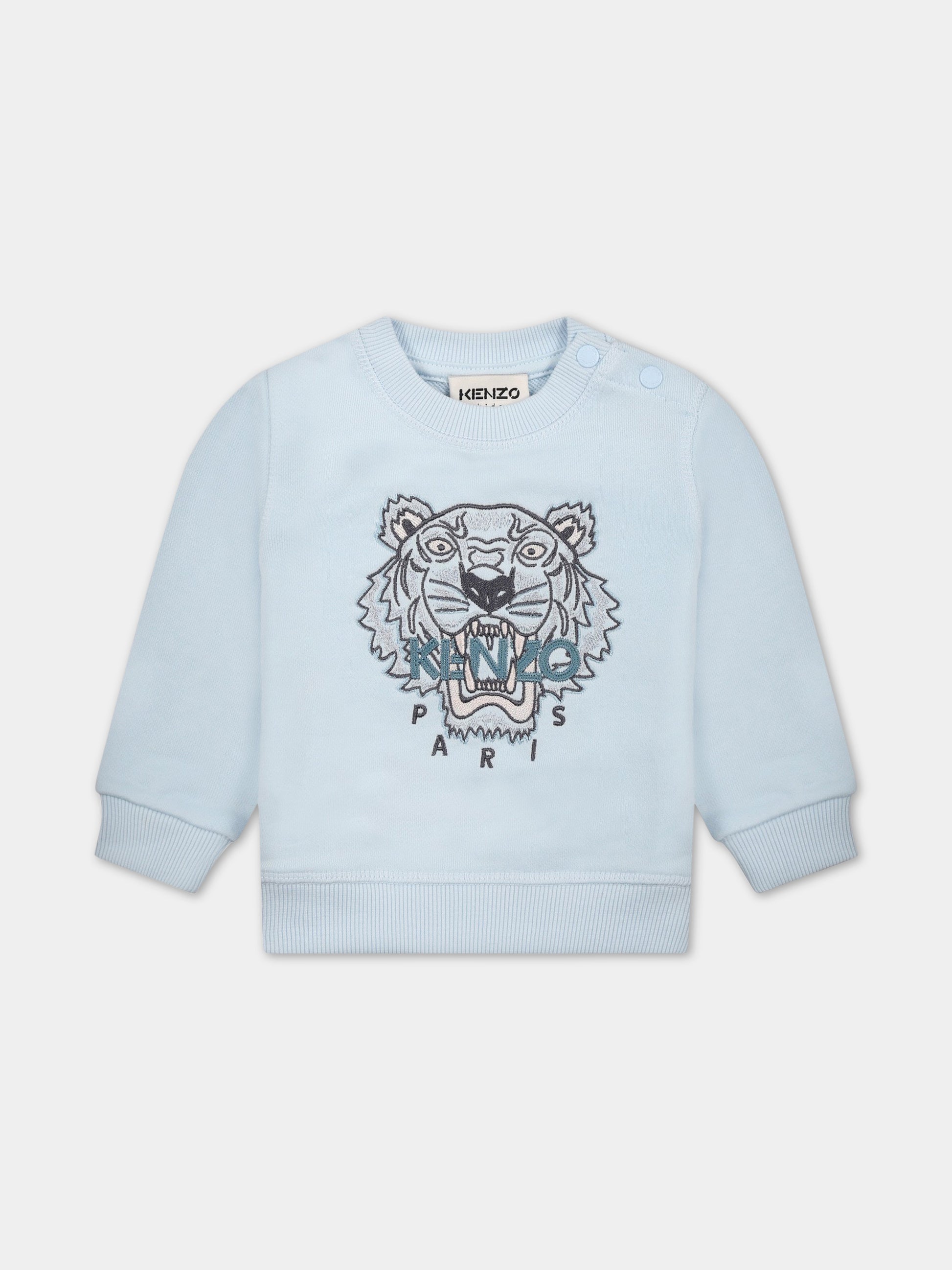 Felpa celeste per neonato con iconica tigre,Kenzo Kids,K05485 78B