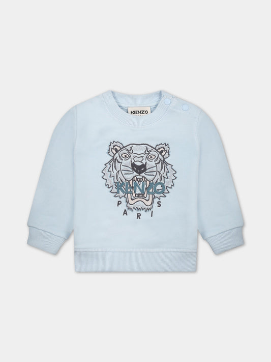 Felpa celeste per neonato con iconica tigre,Kenzo Kids,K05485 78B