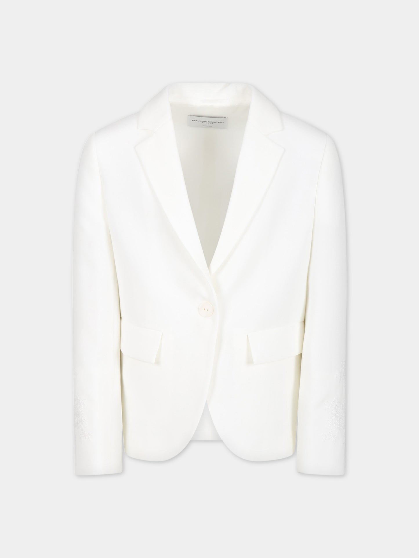 Giacca bianca per bambina con ricami,Ermanno Scervino Junior,SFGC008 GA39 0005