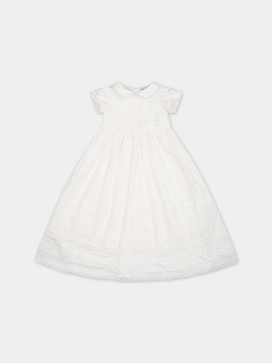 Vestito bianco per neonata con logo,Ermanno Scervino Junior,SNAB001C RI349 0001