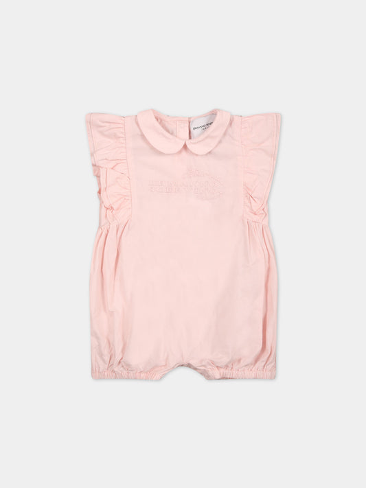Pagliaccetto rosa per neonata con logo,Ermanno Scervino Junior,SNTU004C CA272 C001