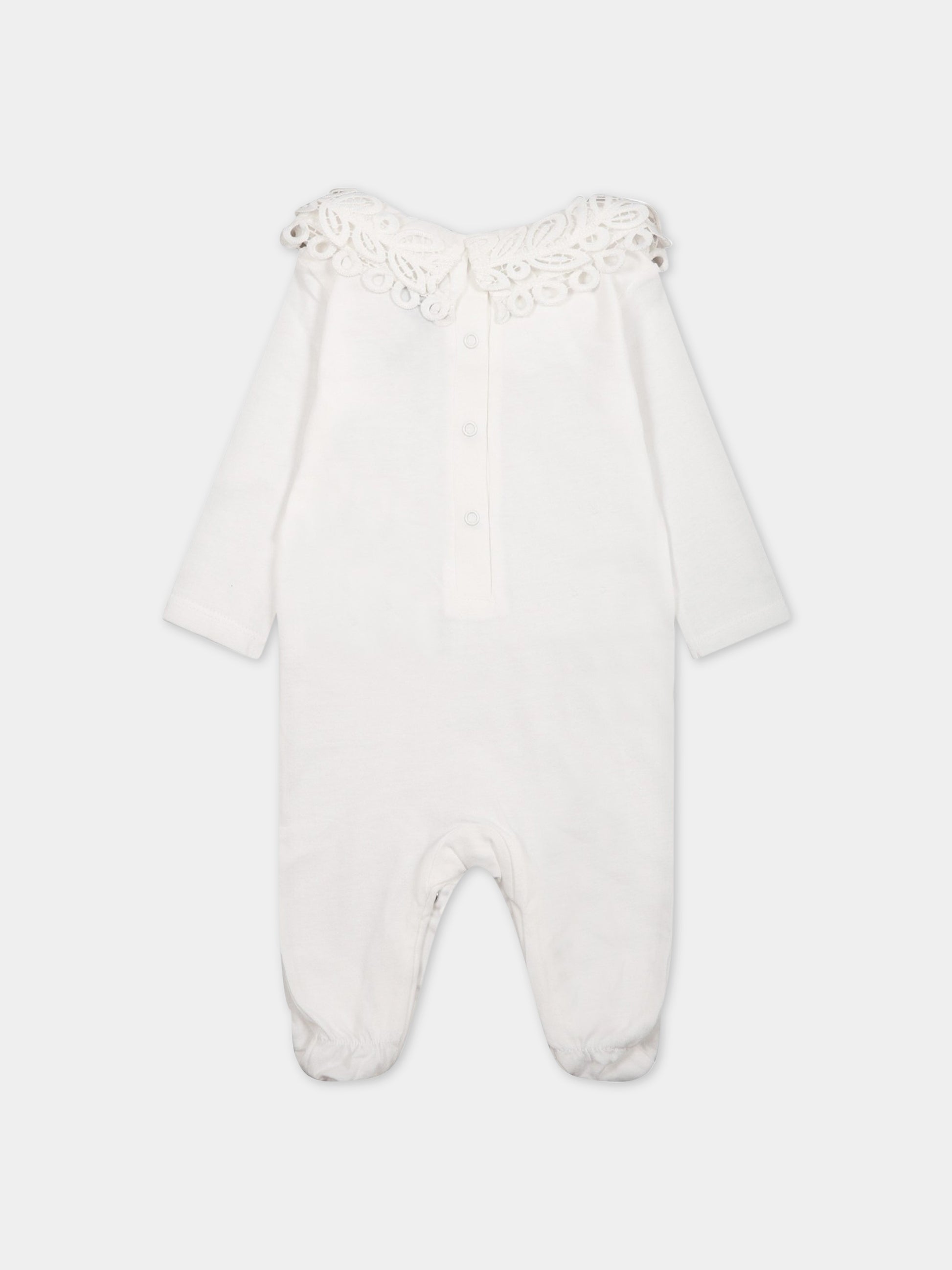 Tutina bianca per neonata con logo,Ermanno Scervino Junior,SNTU001C JE199 0001