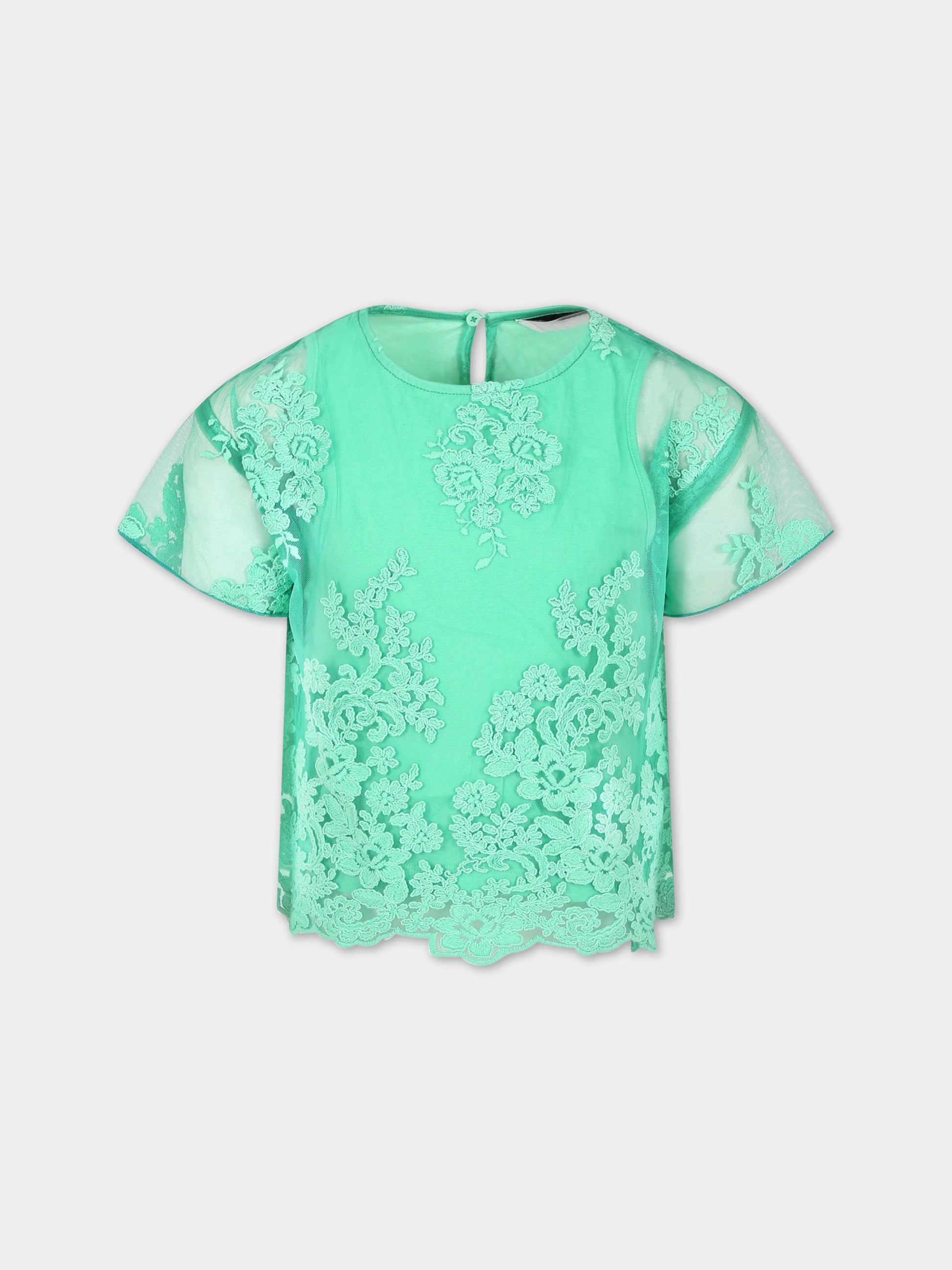 T-shirt verde per bambina con logo,Ermanno Scervino Junior,SFCA037C TU78 1000