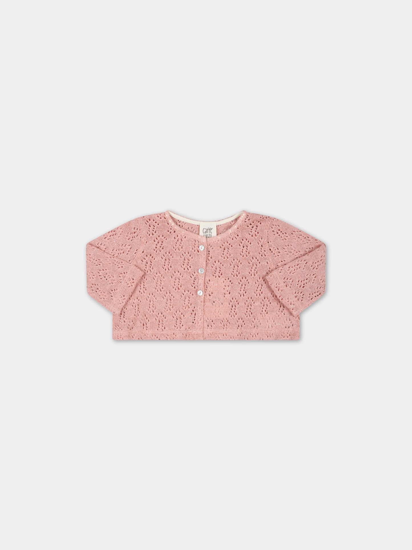 Cardigan rosa per neonata con dettagli in lurex,Caffe' D'orzo,ZS9000 Q0009 536