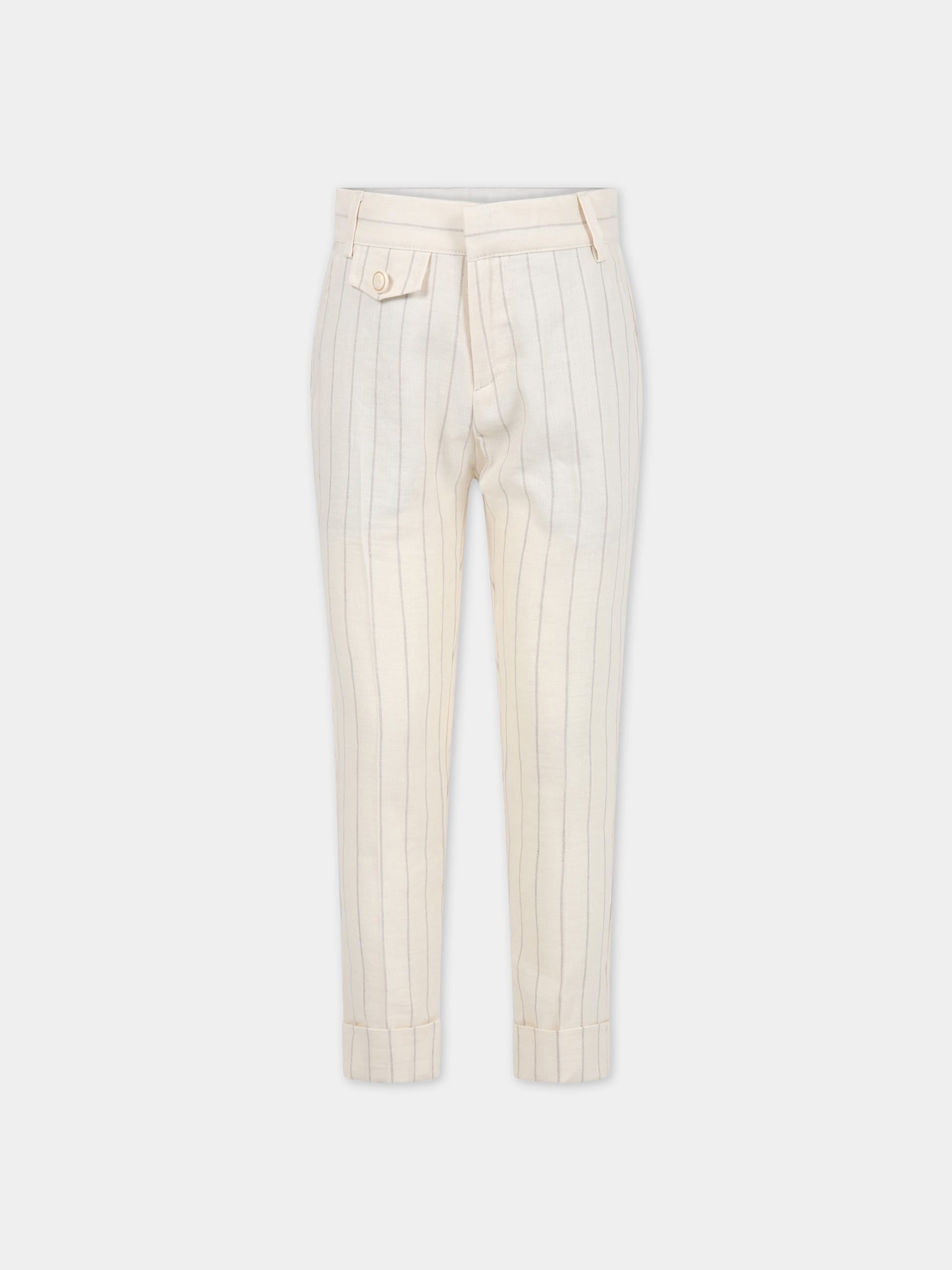 Pantaloni avorio per bambino con logo,Eleventy,ES6P40 G0086 105BG