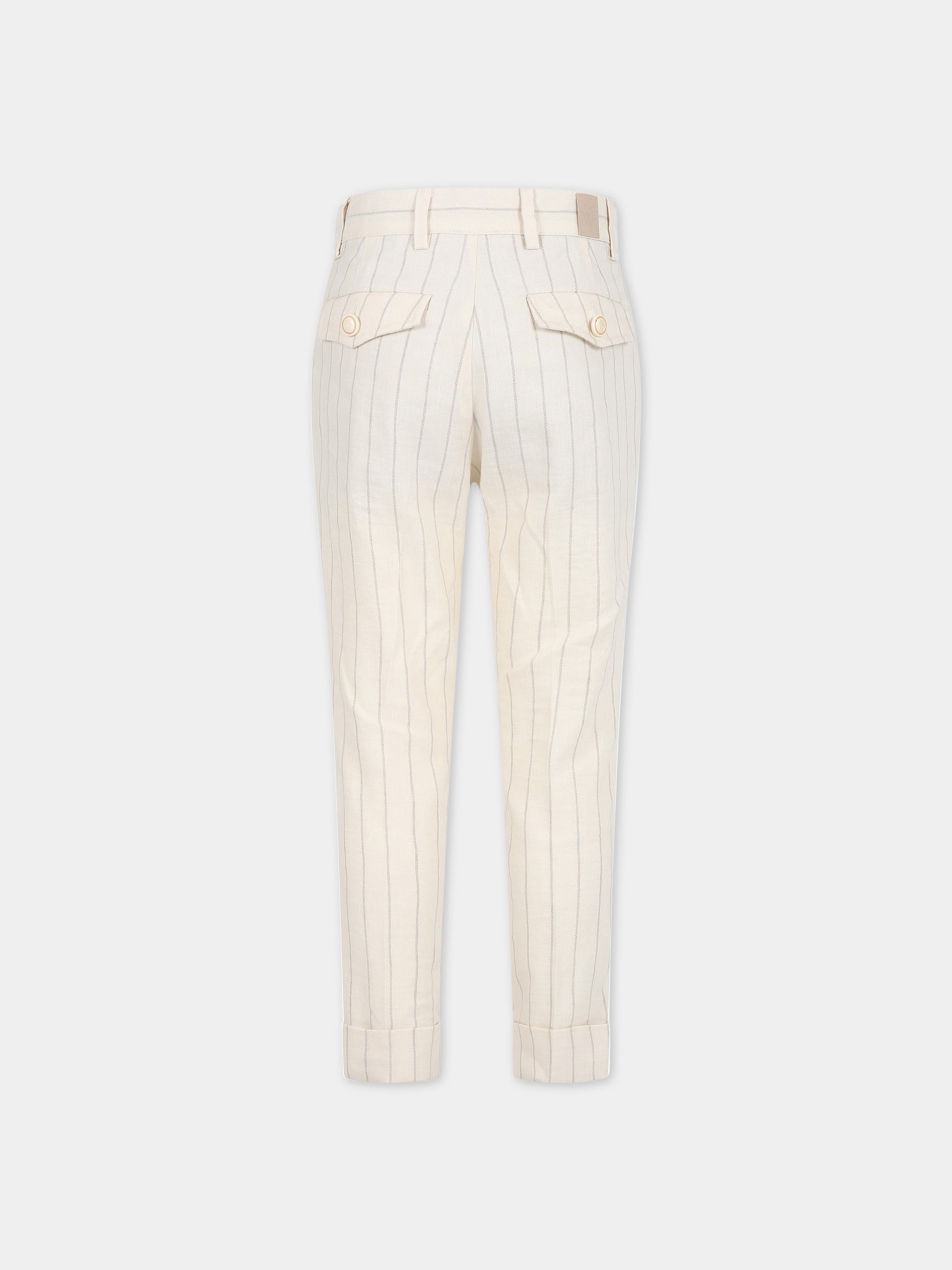 Pantaloni avorio per bambino con logo,Eleventy,ES6P40 G0086 105BG