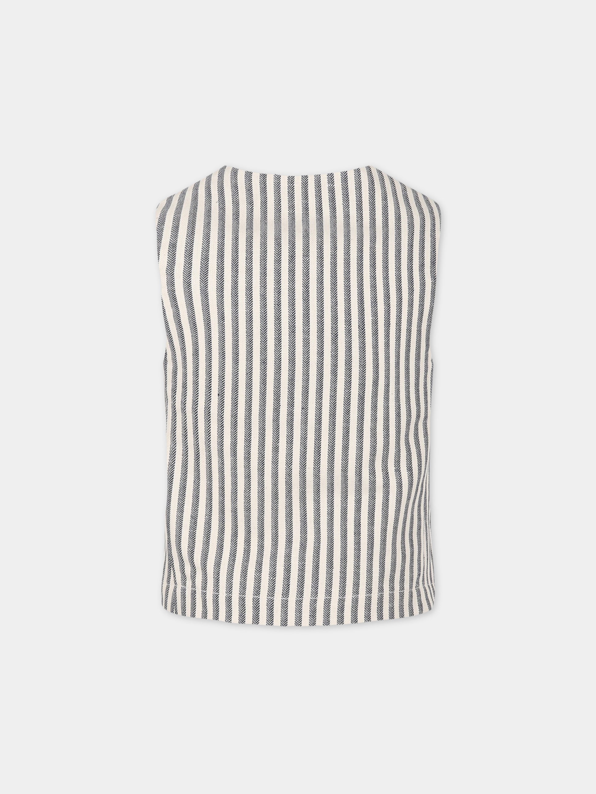 Giacca panciotto multicolor per bambino a righe,Fay Kids,FS2Q22 G0095 101BL