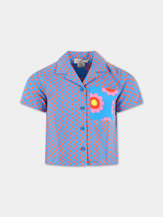 Camicia azzurra per bambina con stampa floreale,Stella Mccartney Kids,TS5A41 Z0922 610MC