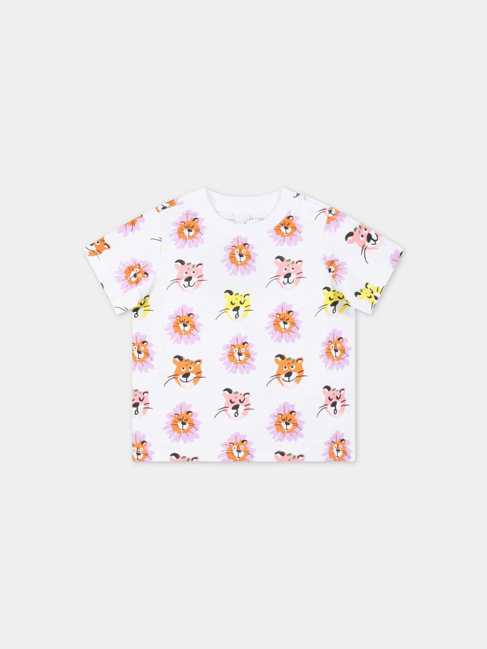 T-shirt bianca per neonata con animali,Stella Mccartney Kids,TS8101 Z1133 100MC