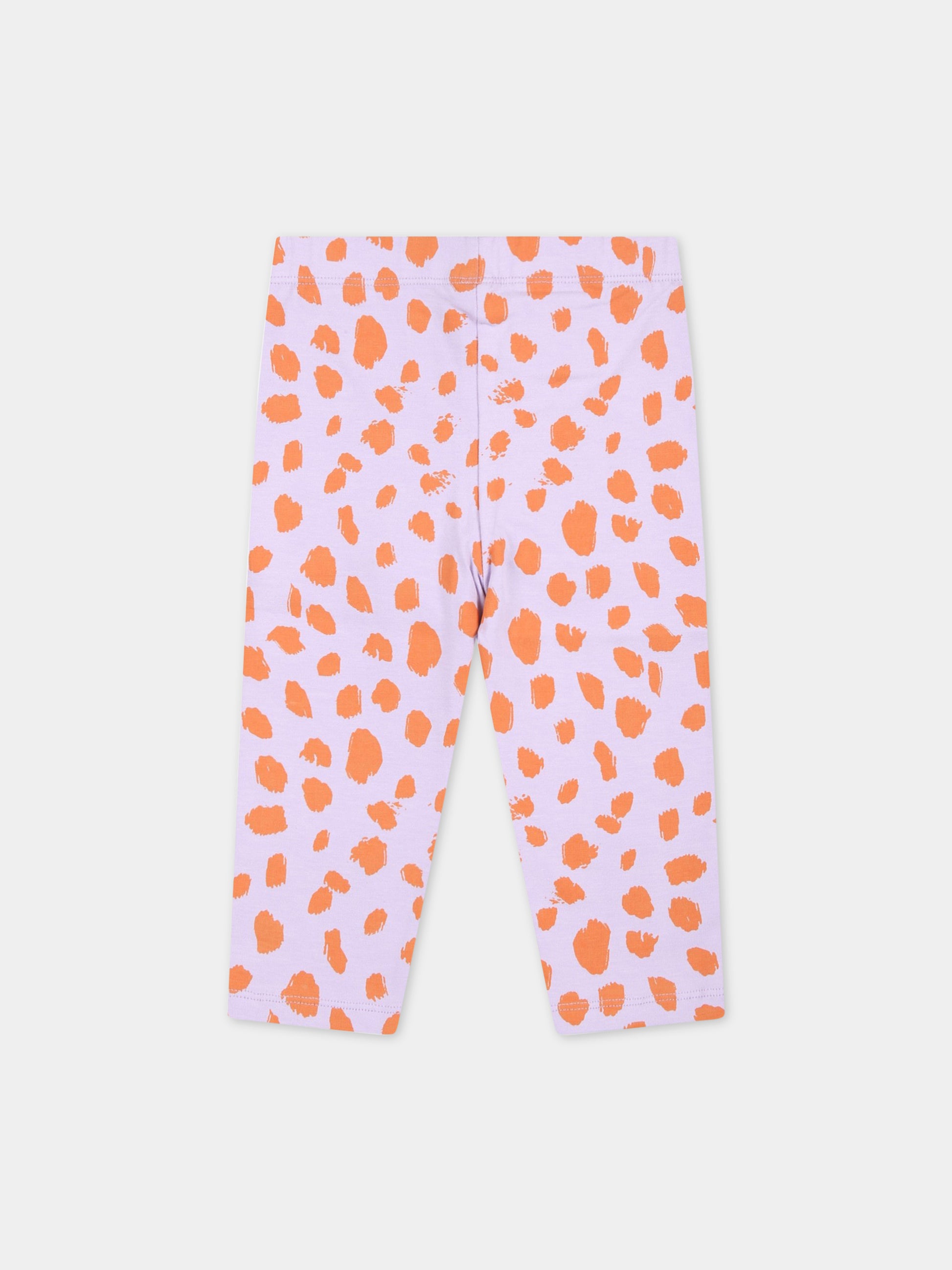 Leggings viola per neonata con stampa animalier,Stella Mccartney Kids,TS6200 Z1216 517AR