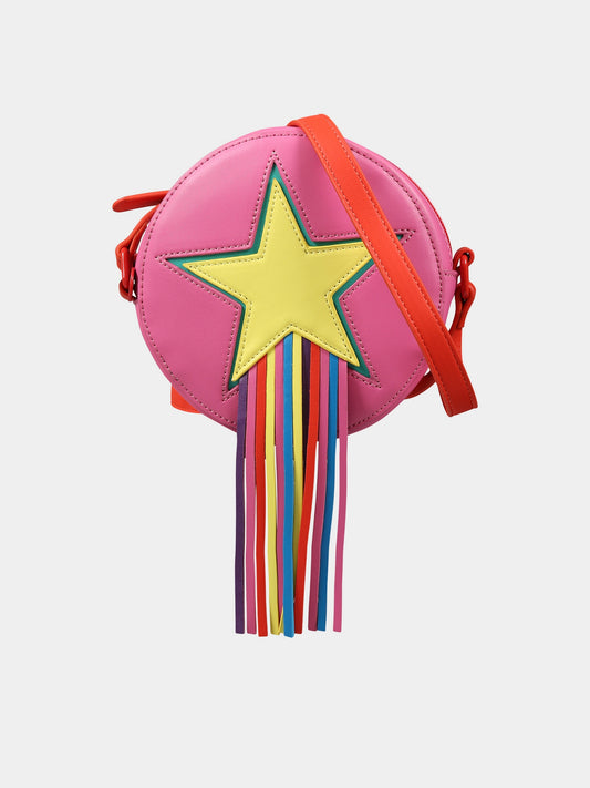 Borsa fucsia per bambina con stella e frange,Stella Mccartney Kids,TS0A18 Z0699 511