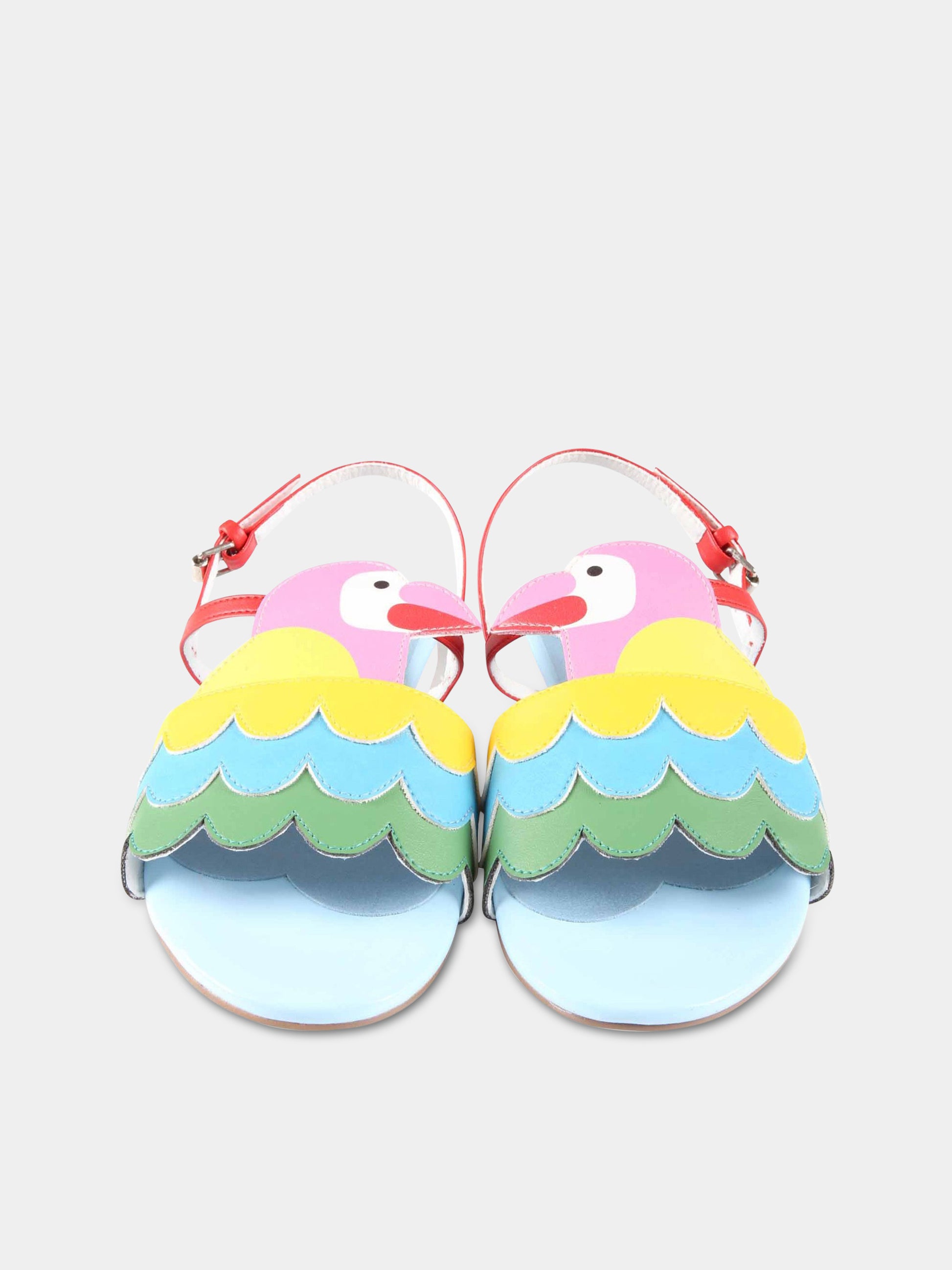 Sandali multicolor per bambina con pappagallo,Stella Mccartney Kids,TS0A86 Z1166 999