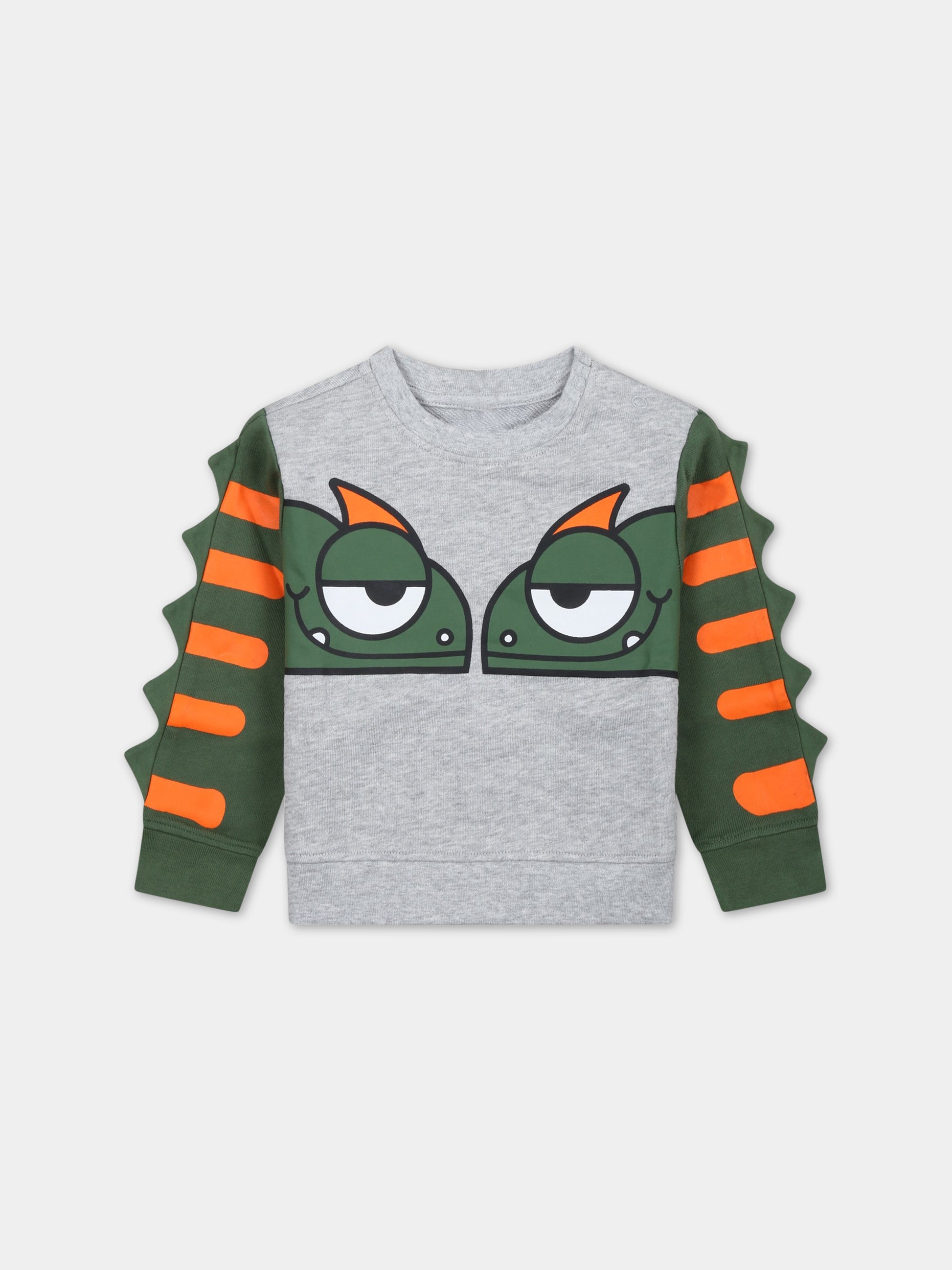 Felpa grigia per neonato con camaleonti,Stella Mccartney Kids,TS4550 Z0499 904