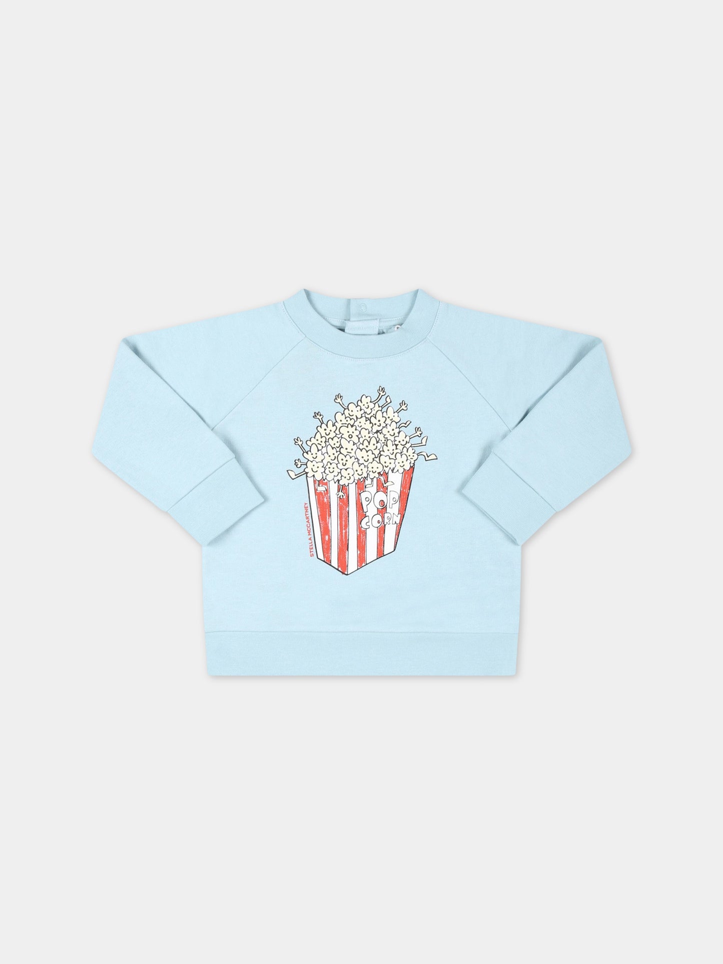 Felpa celeste per neonato con Pop Corn,Stella Mccartney Kids,TS4510 Z0499 607