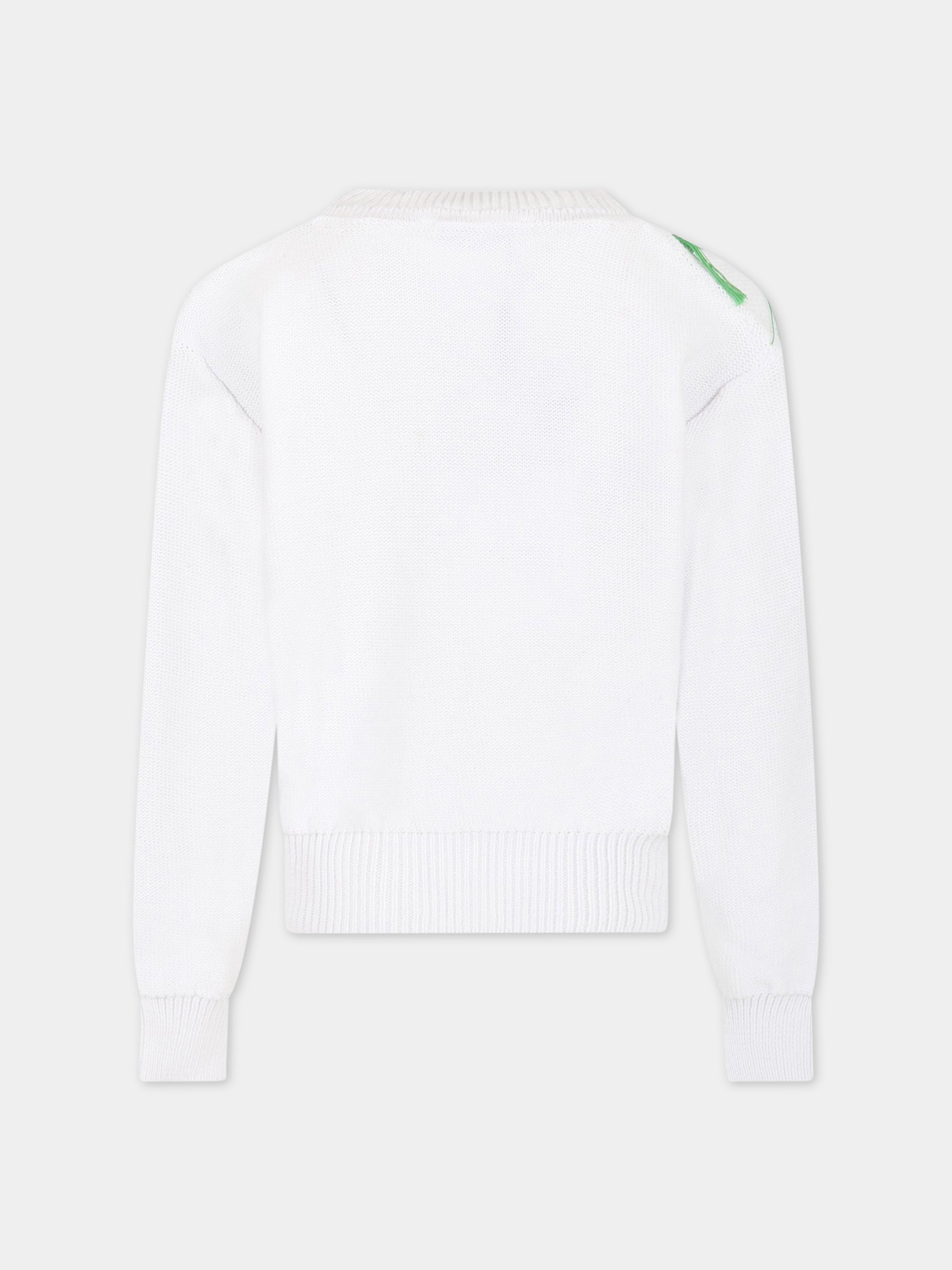 Cardigan bianco per bambina con ricamo,Msgm Kids,MS029407 001