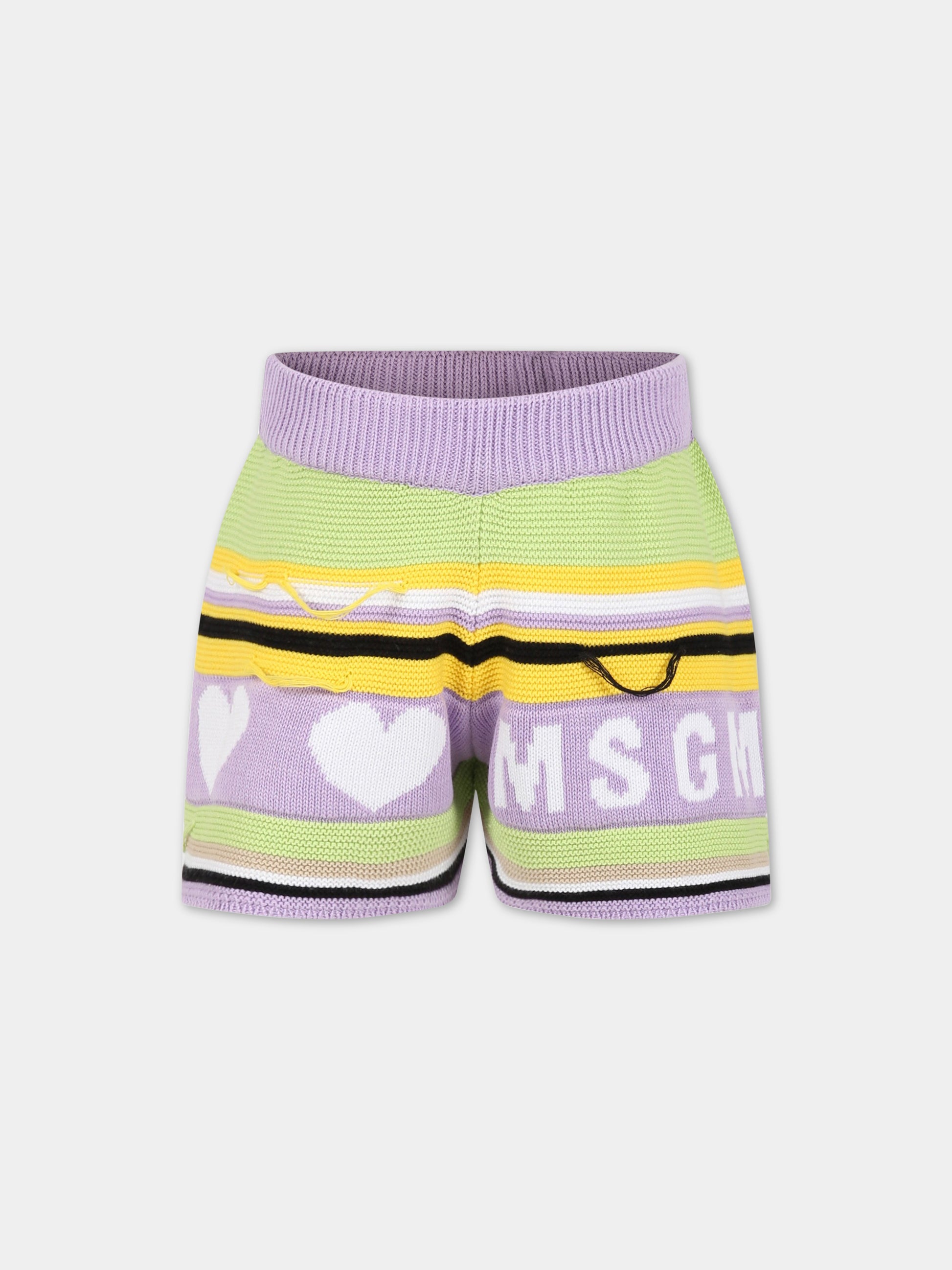 Shorts casual viola per bambina,Msgm Kids,MS029434 071