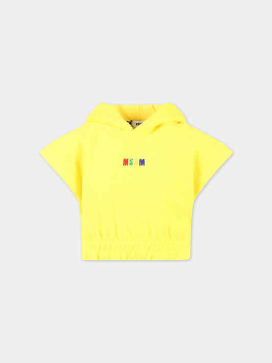 Felpa gialla per bambina con logo multicolor,Msgm Kids,MS029337 020