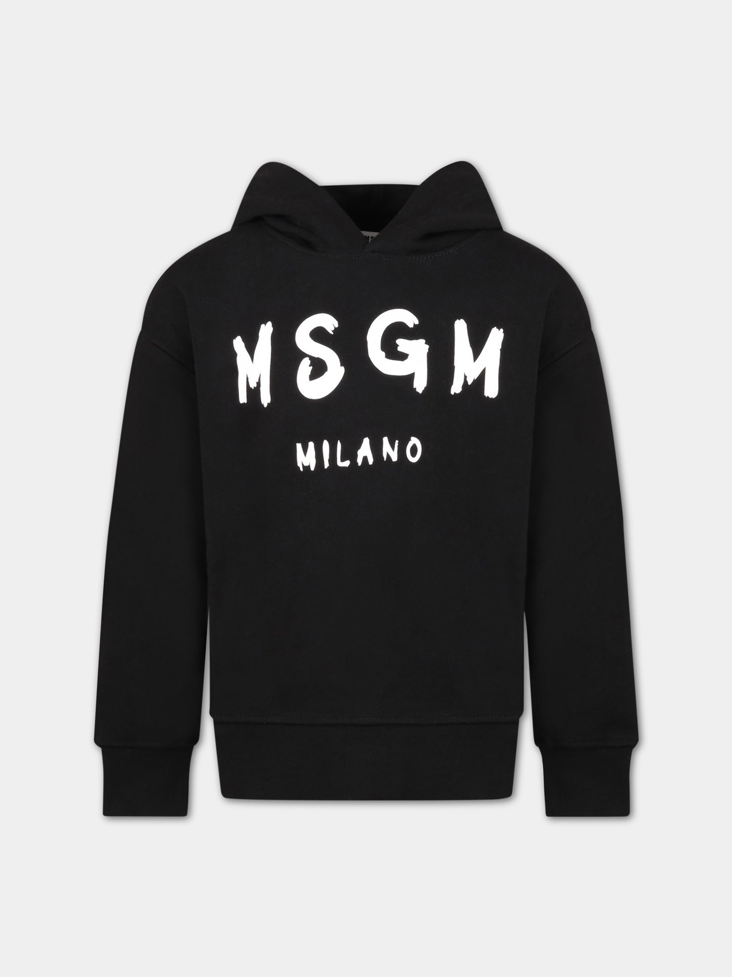 Felpa nera per bambini con logo bianco,Msgm Kids,MS029325 110