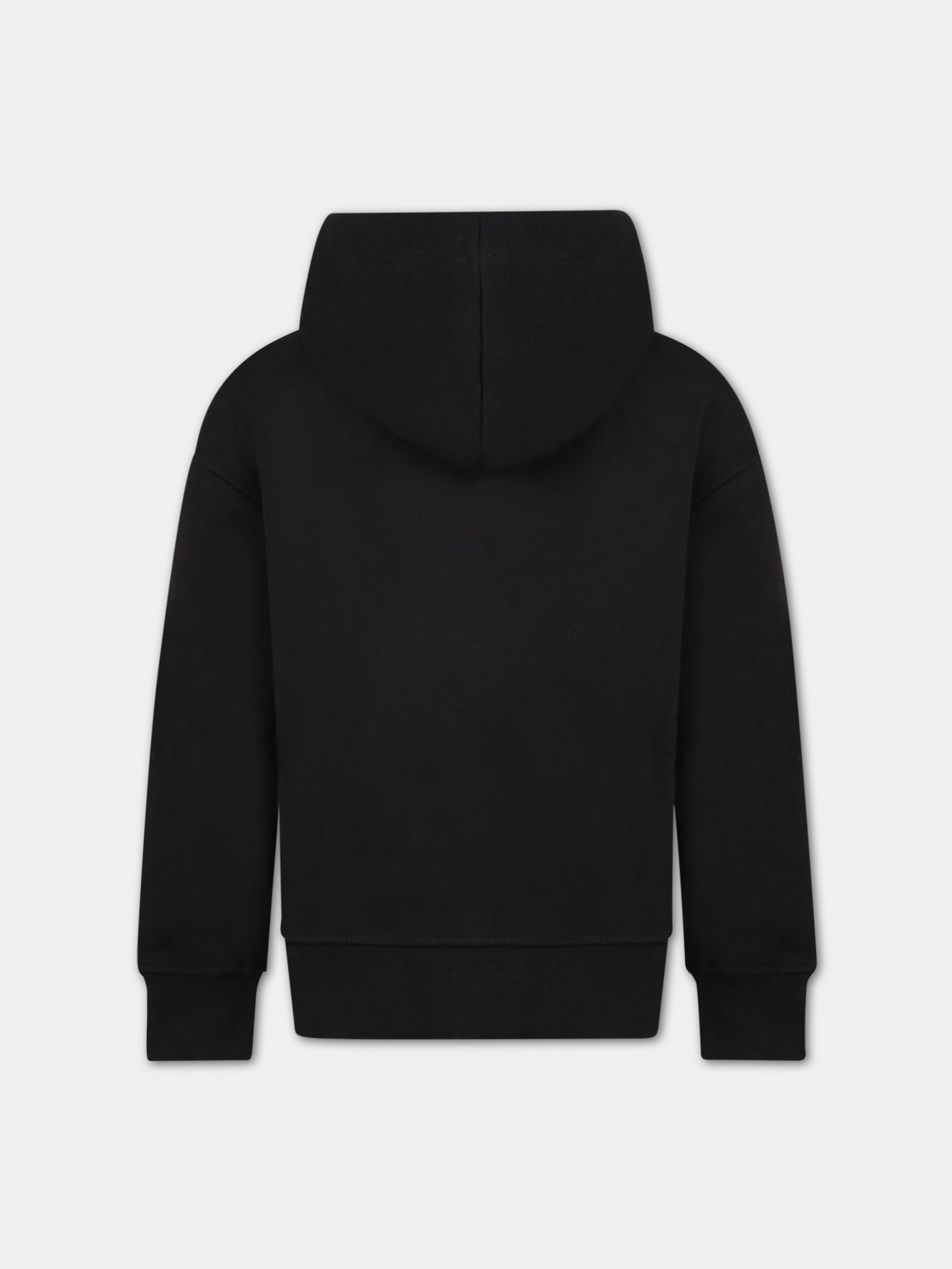 Felpa nera per bambini con logo bianco,Msgm Kids,MS029325 110