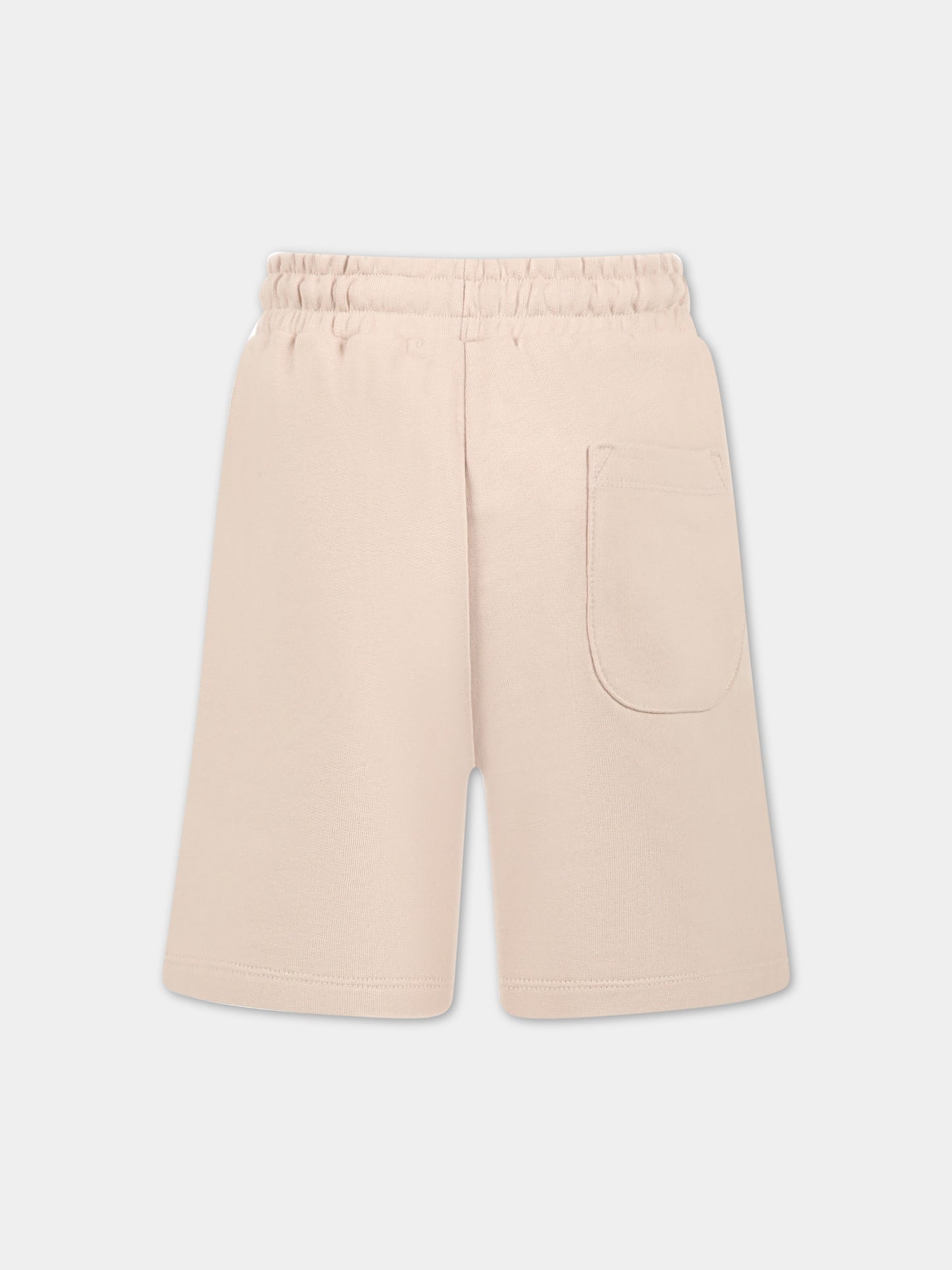 Shorts beige per bambino con logo bianco,Msgm Kids,MS029331 015