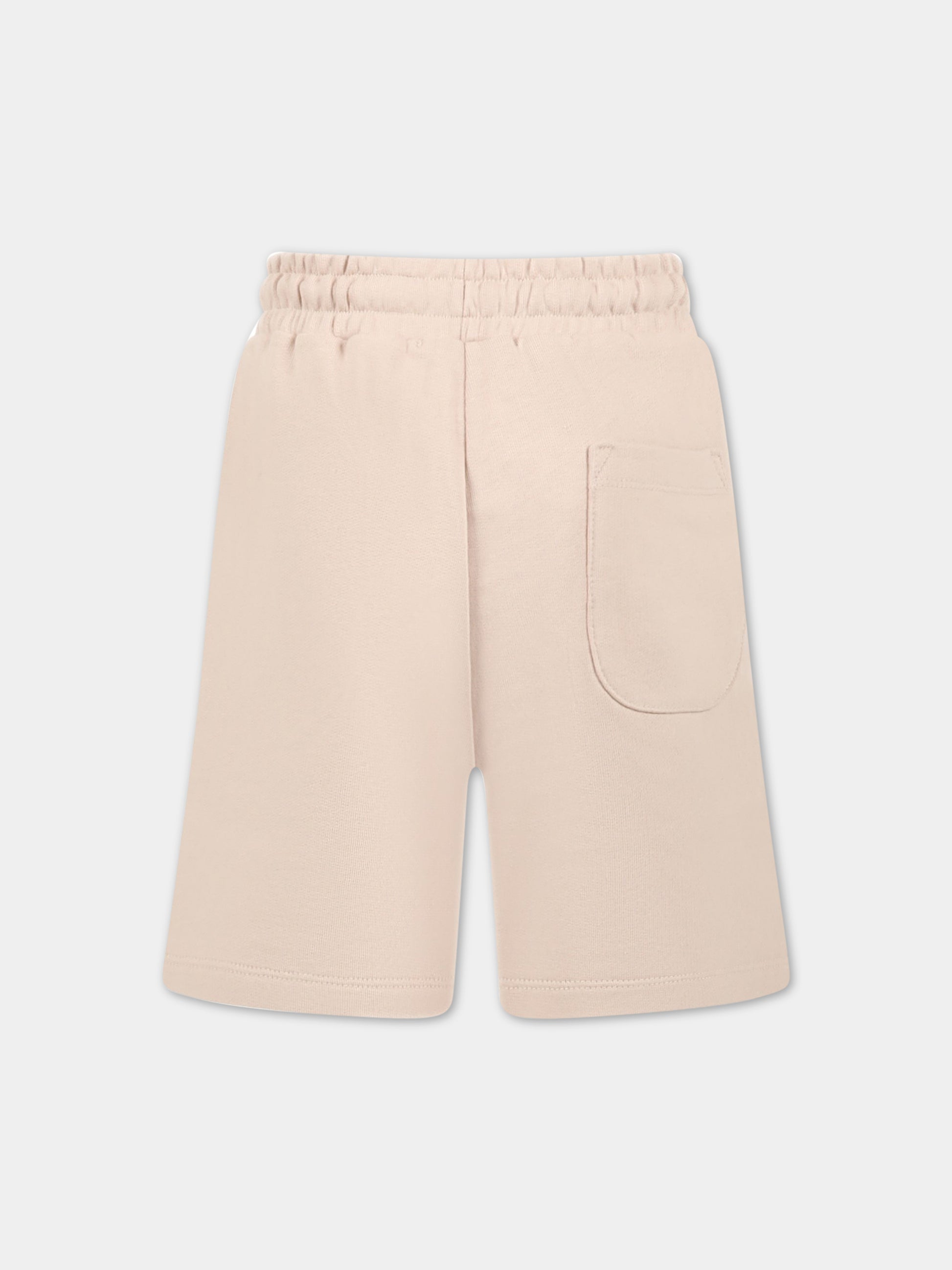 Shorts beige per bambino con logo bianco,Msgm Kids,MS029331 015