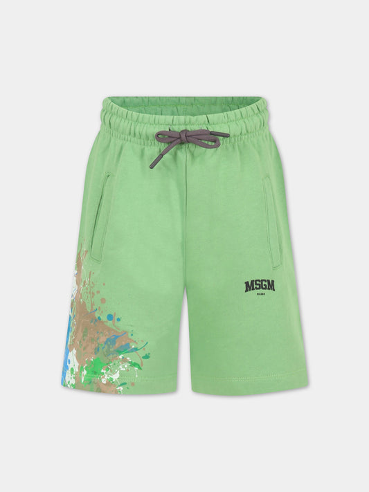 Shorts verdi per bambino con logo,Msgm Kids,MS029552 902
