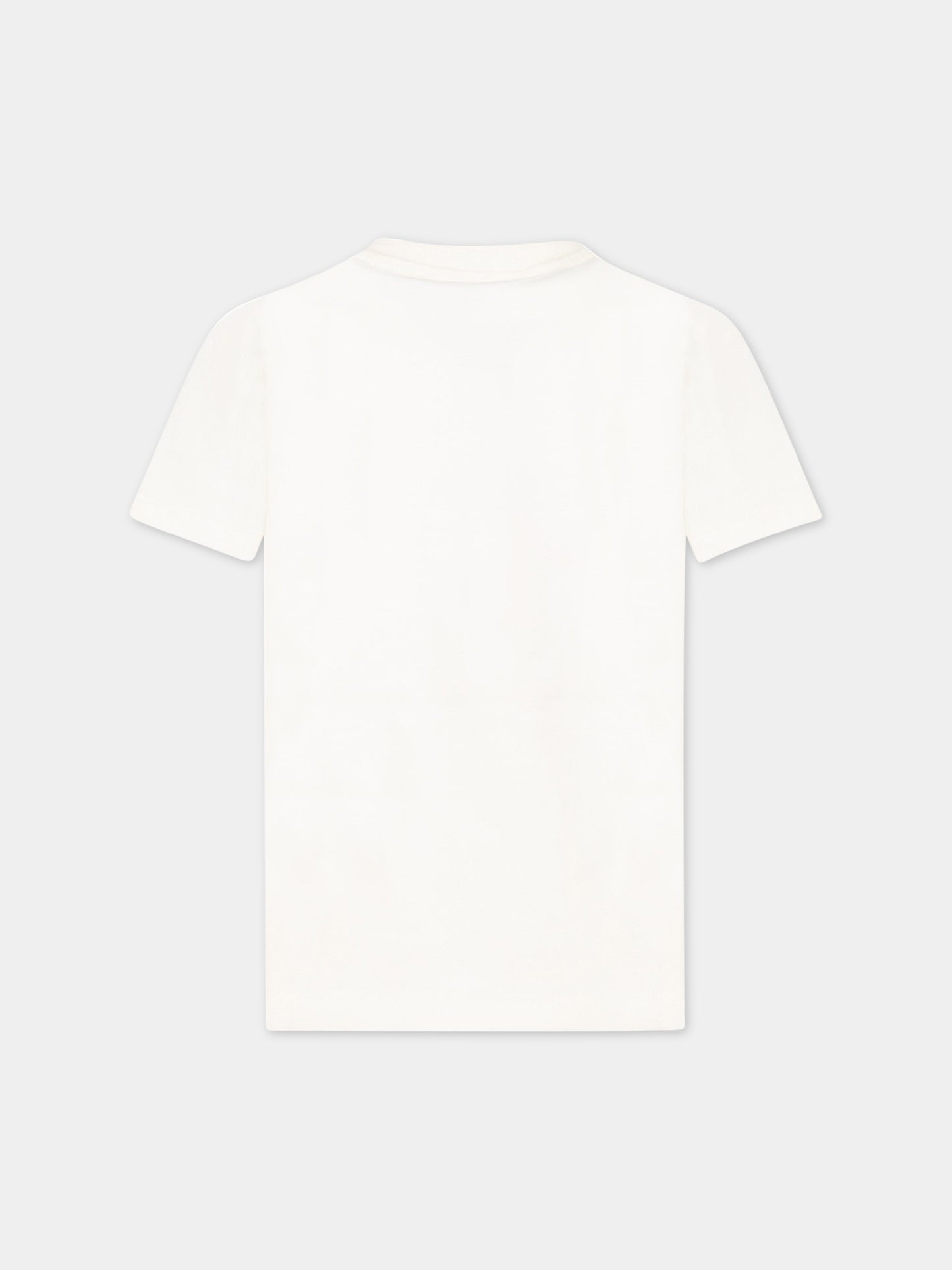 T-shirt avorio per bambini con logo nero,Msgm Kids,MS029501 013