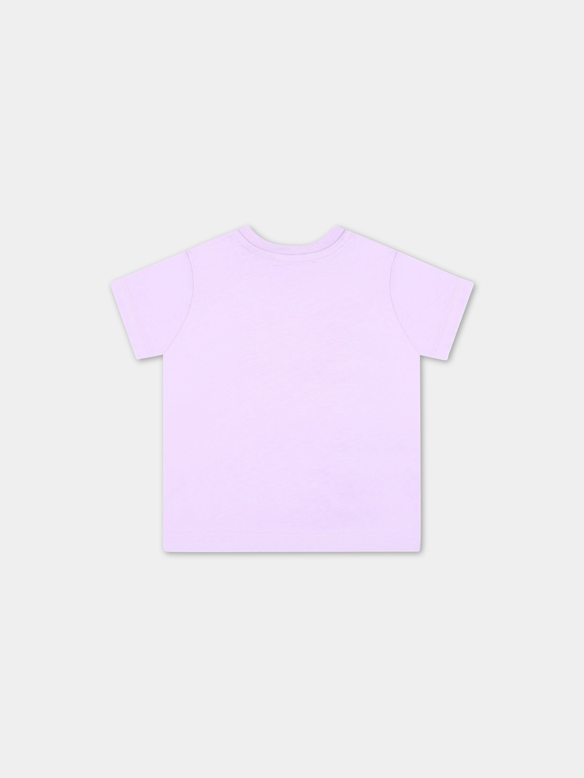 T-shirt viola per neonata con logo multicolor,Msgm Kids,MS029357 071