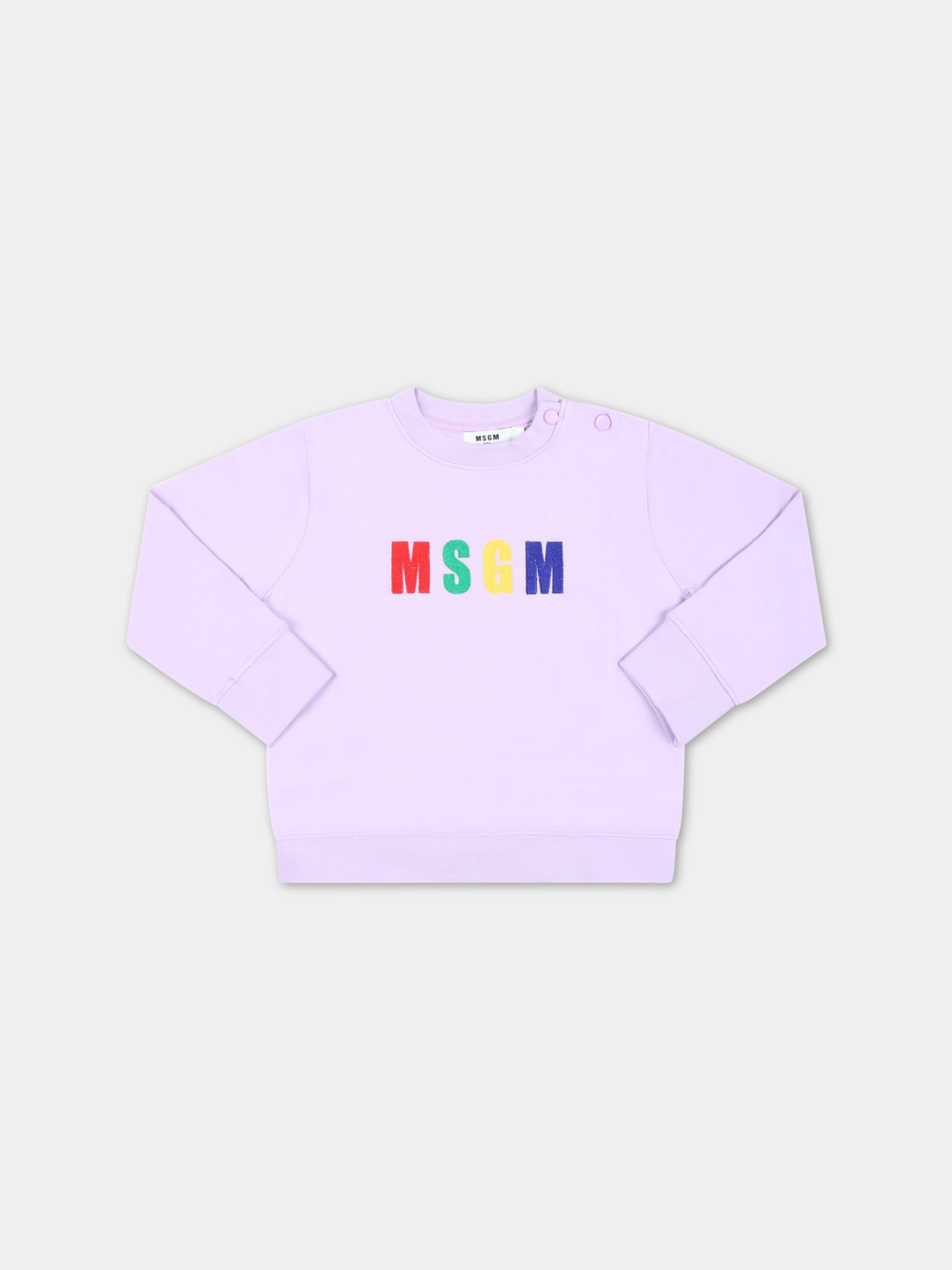 Felpa viola per neonata con logo multicolor,Msgm Kids,MS029358 071