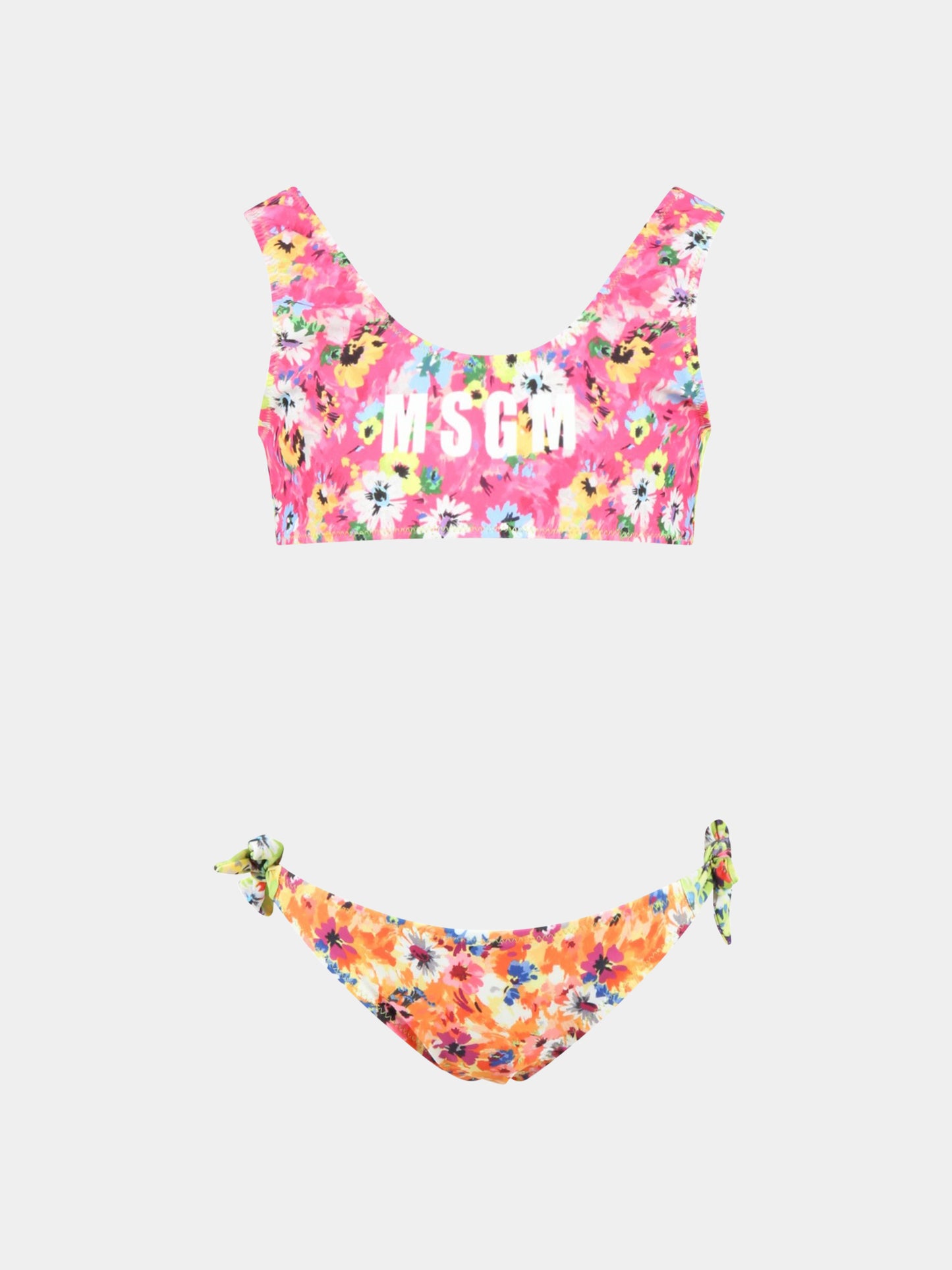 Bikini multicolor per bambina con stampa floreale,Msgm Kids,MS029353 200