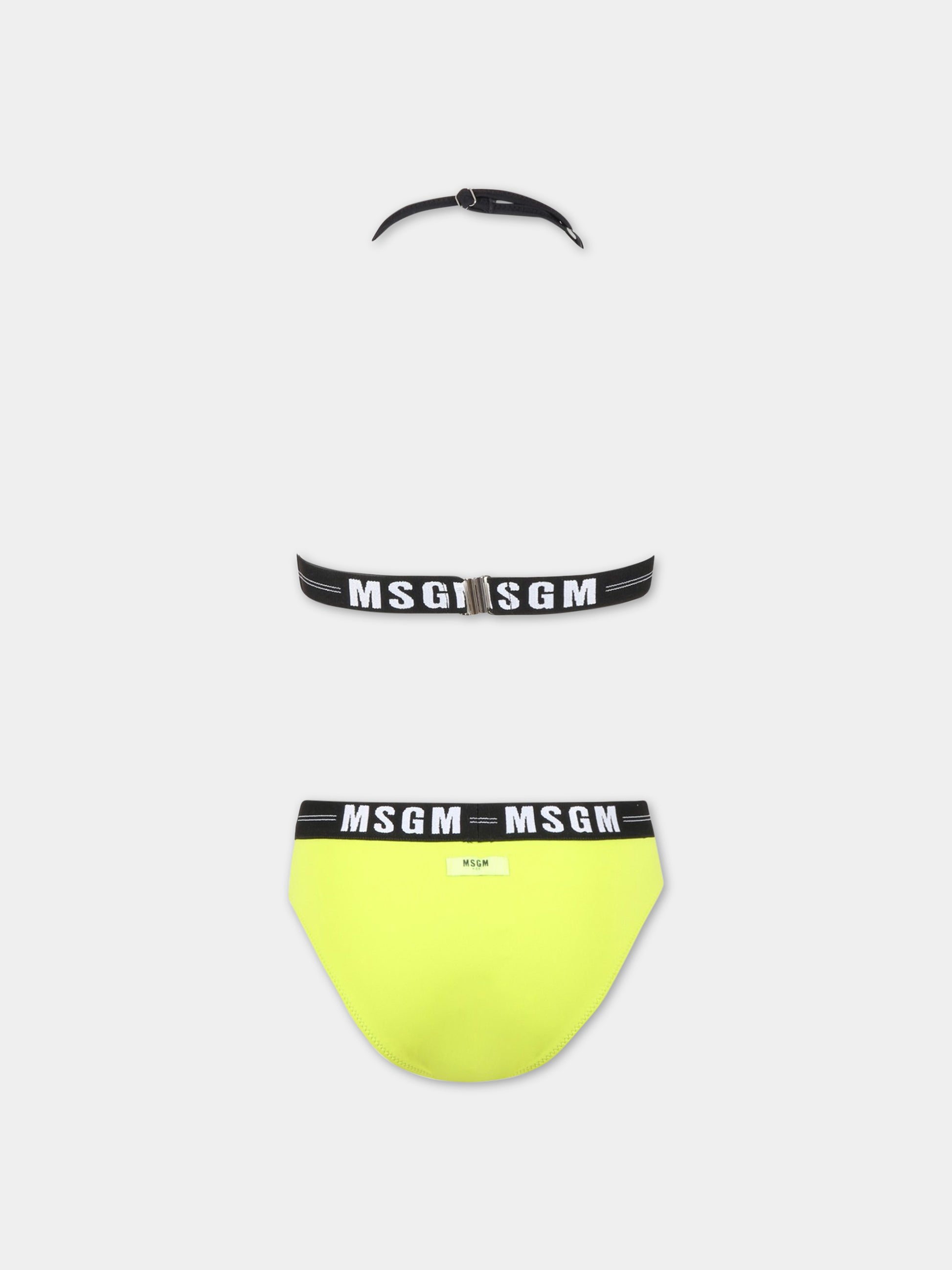 Bikini verde per bambina con logo bianco,Msgm Kids,MS029344 086