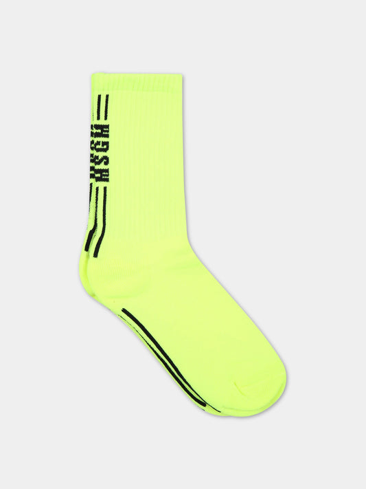 Calze gialle per bambino con logo,Msgm Kids,MS029347FL 023