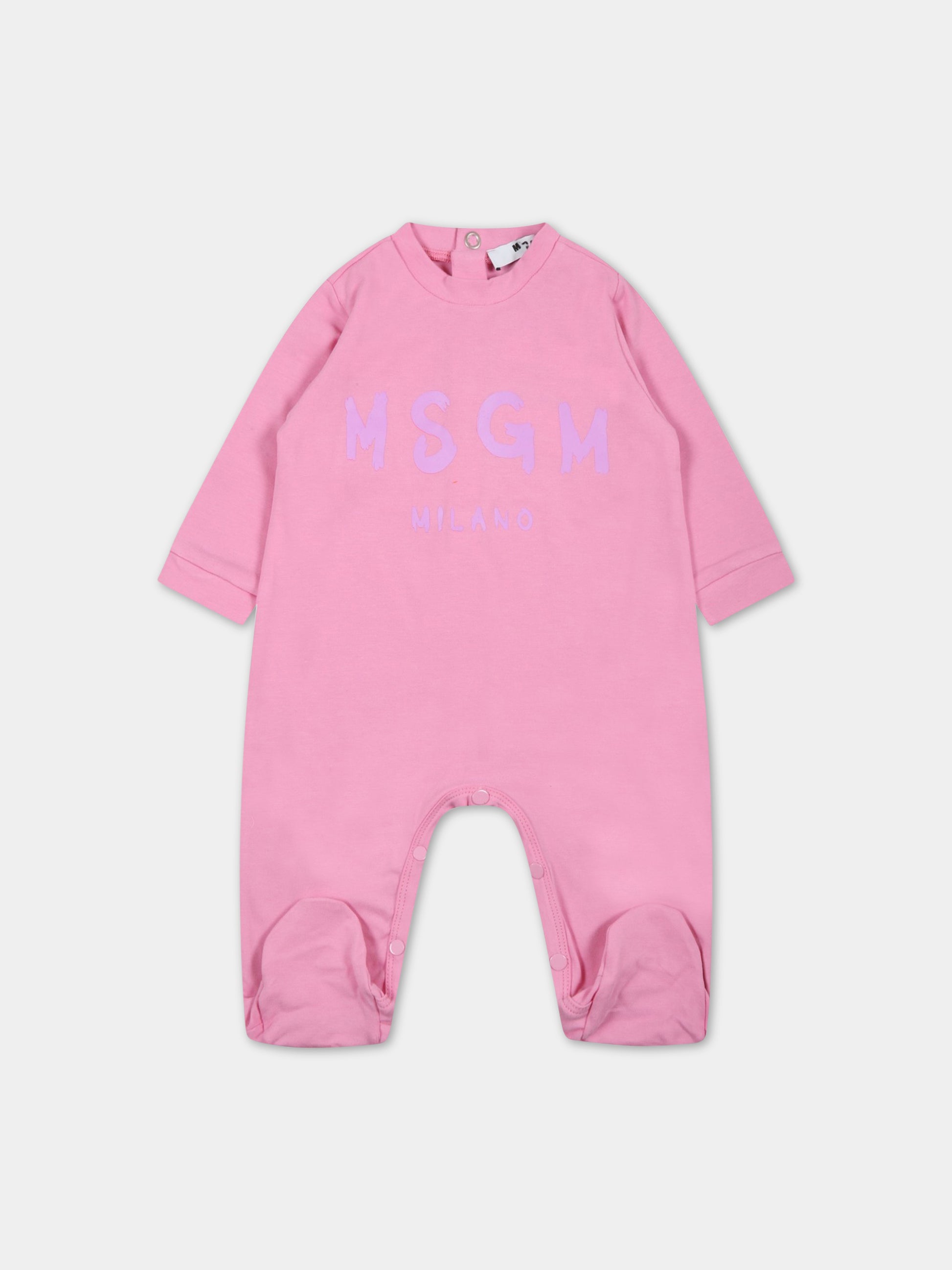Set rosa per neonata con logo viola,Msgm Kids,MS029364 042