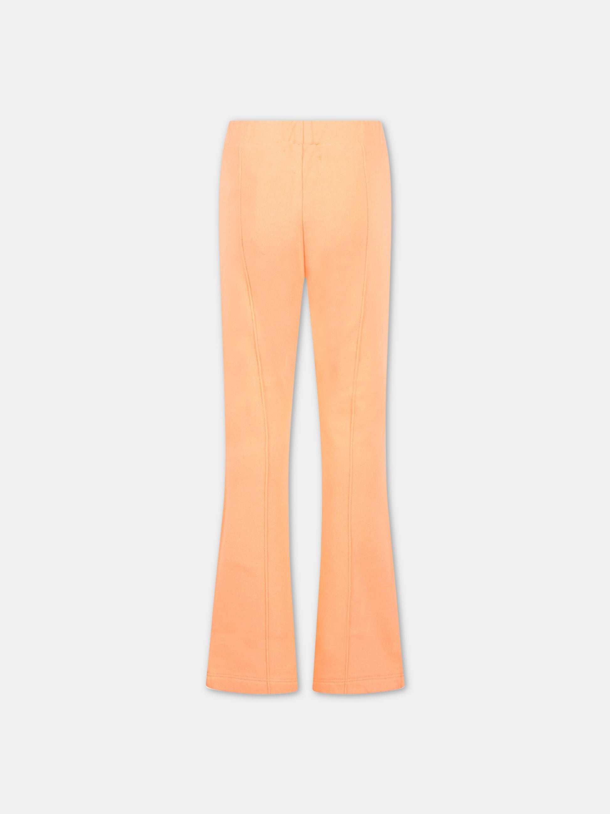 Pantaloni arancioni da tuta per bambina con logo bianco,Off White,OGCH005S23FLE0012101