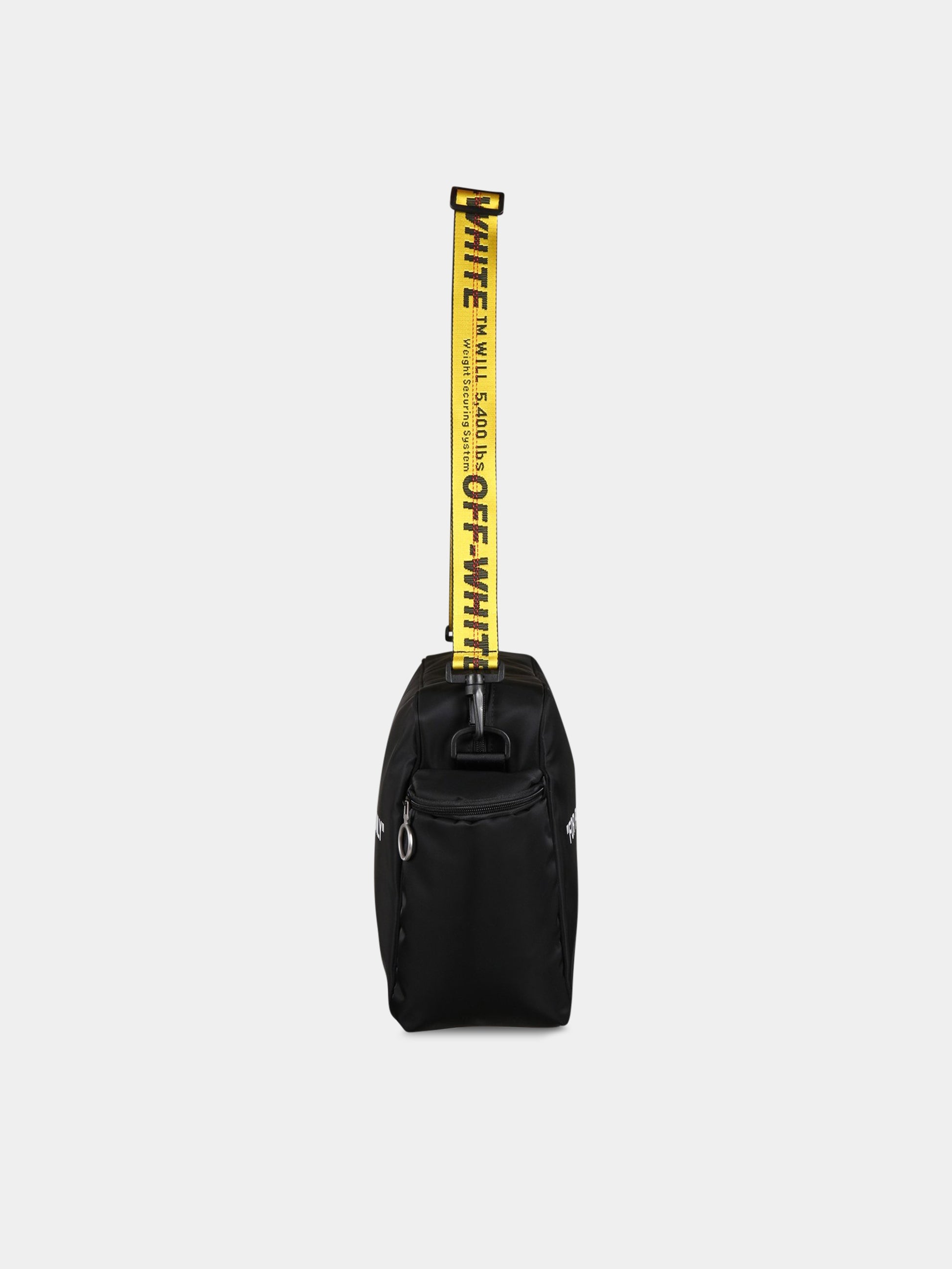 Borsa-mamma nera per neonati con scritta  For parents only ,Off White,OGXE001S23FAB0011018