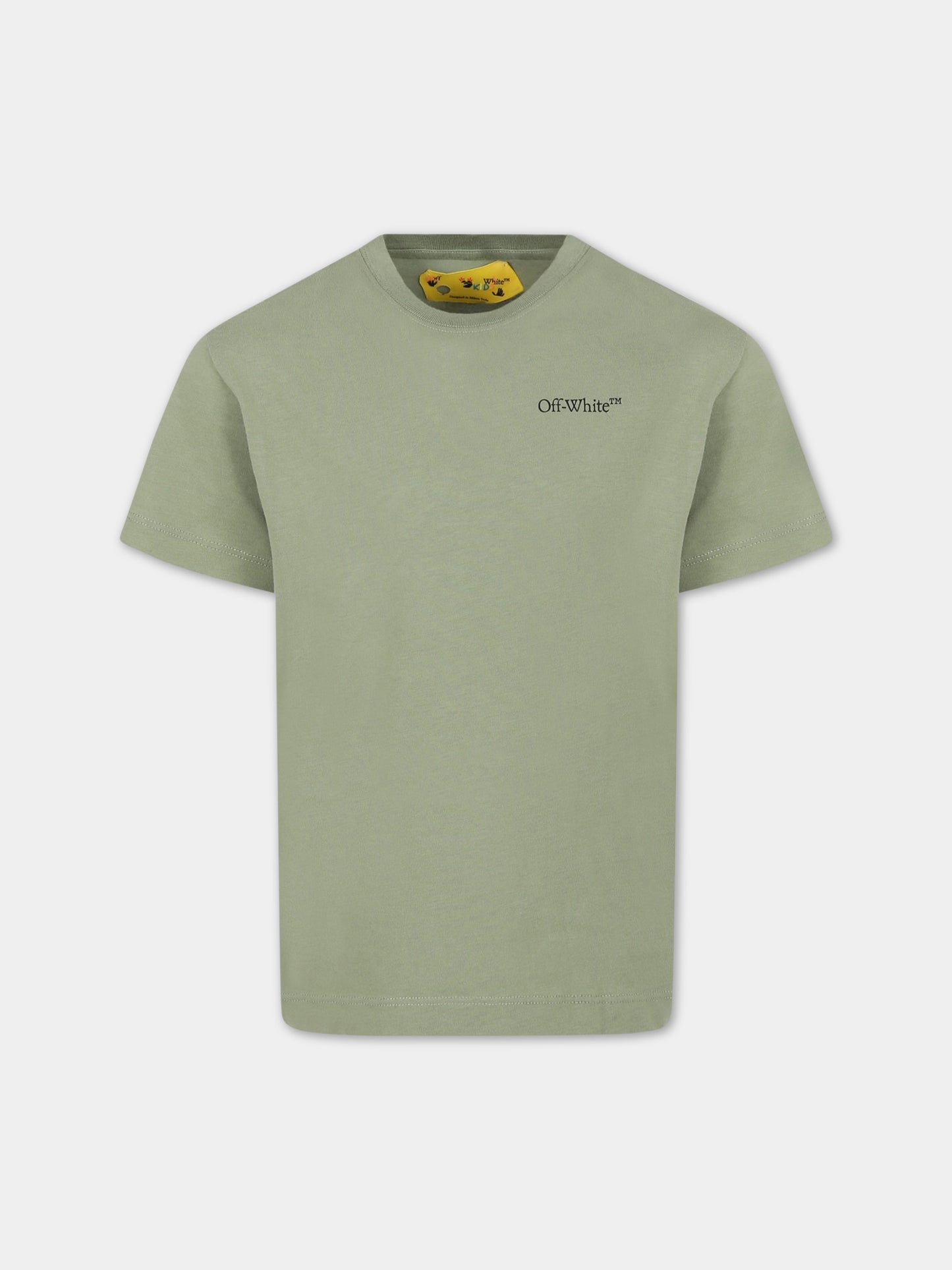 T-shirt verde per bambino con logo,Off White,OBAA002S23JER0085010