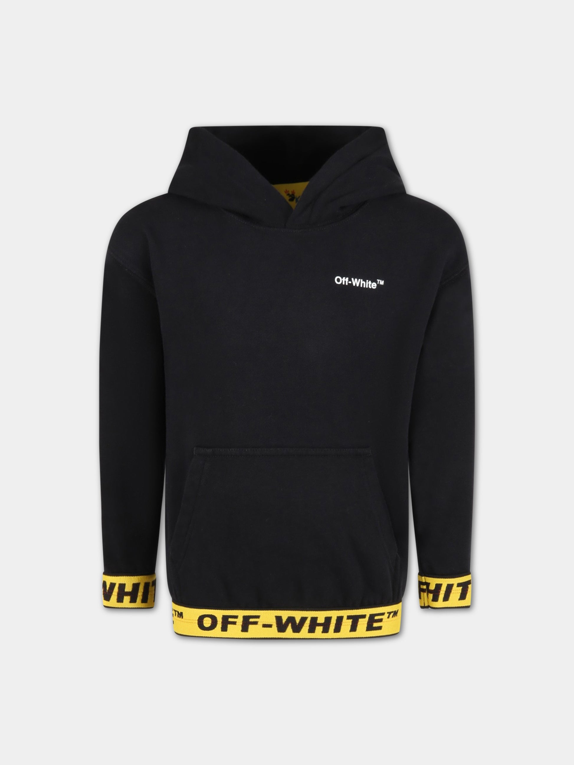 Felpa nera per bambino con logo bianco,Off White,OBBB004C99FLE0011018